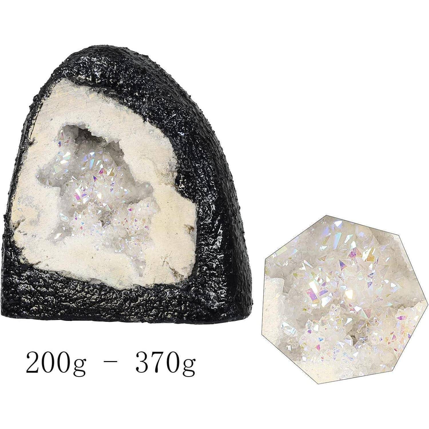 Kristall Rohstück Geode Quarz Cluster Edelstein Ornament Weiß 200-370g