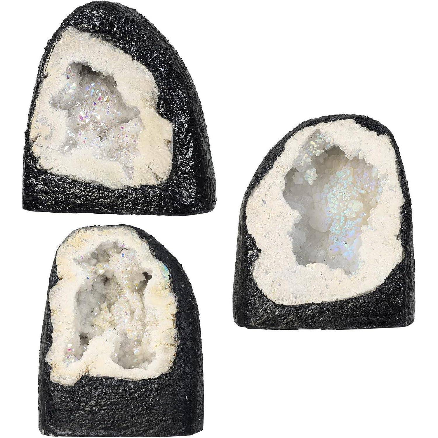 Kristall Rohstück Geode Quarz Cluster Edelstein Ornament Weiß 200-370g