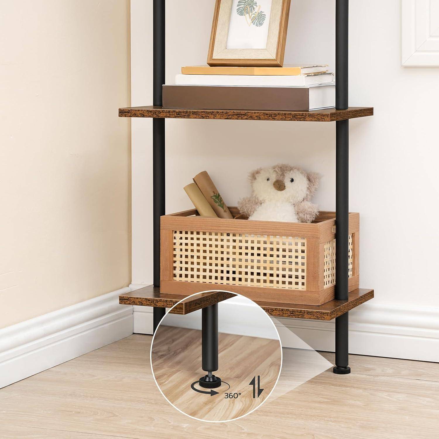 Leiterregal 6stöckig 39 x 24 x 200,5 cm Dunkelbraun Schwarz
