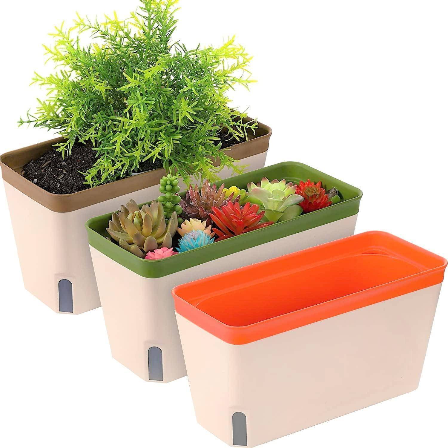 Pflanztopf 3er Set selbstbewässernd 27 cm mit Wasserstandsfenster