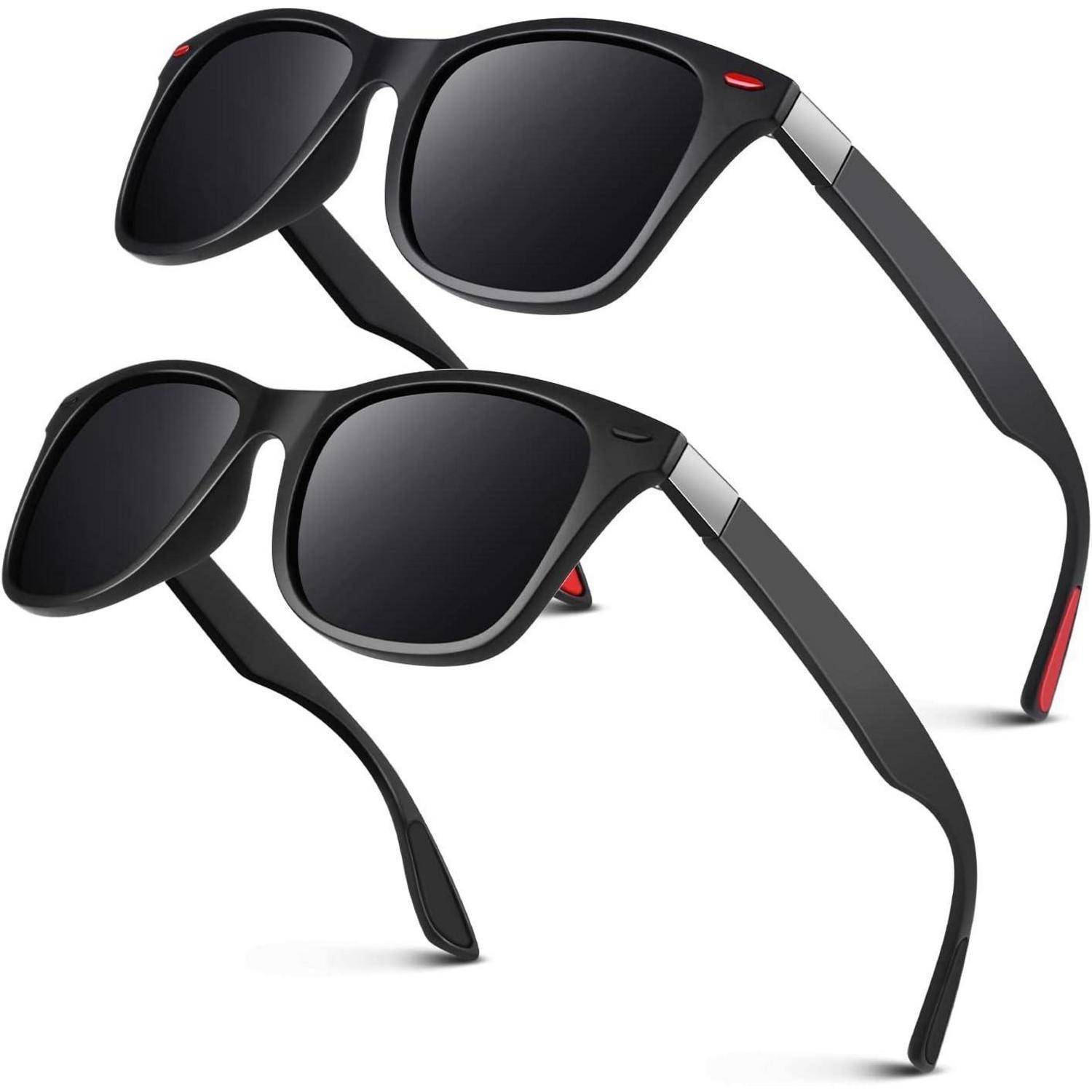 Sonnenbrille Matt Schwarz Grau &amp; Matt Schwarz Grau( Rot Niete)