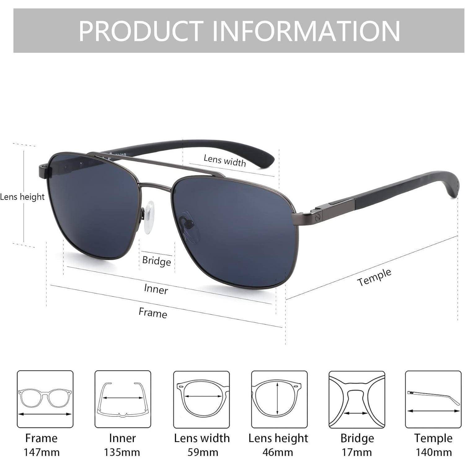 Sonnenbrille Herren polarisiert Pilotenbrille Grau Rahmen Blau Linse