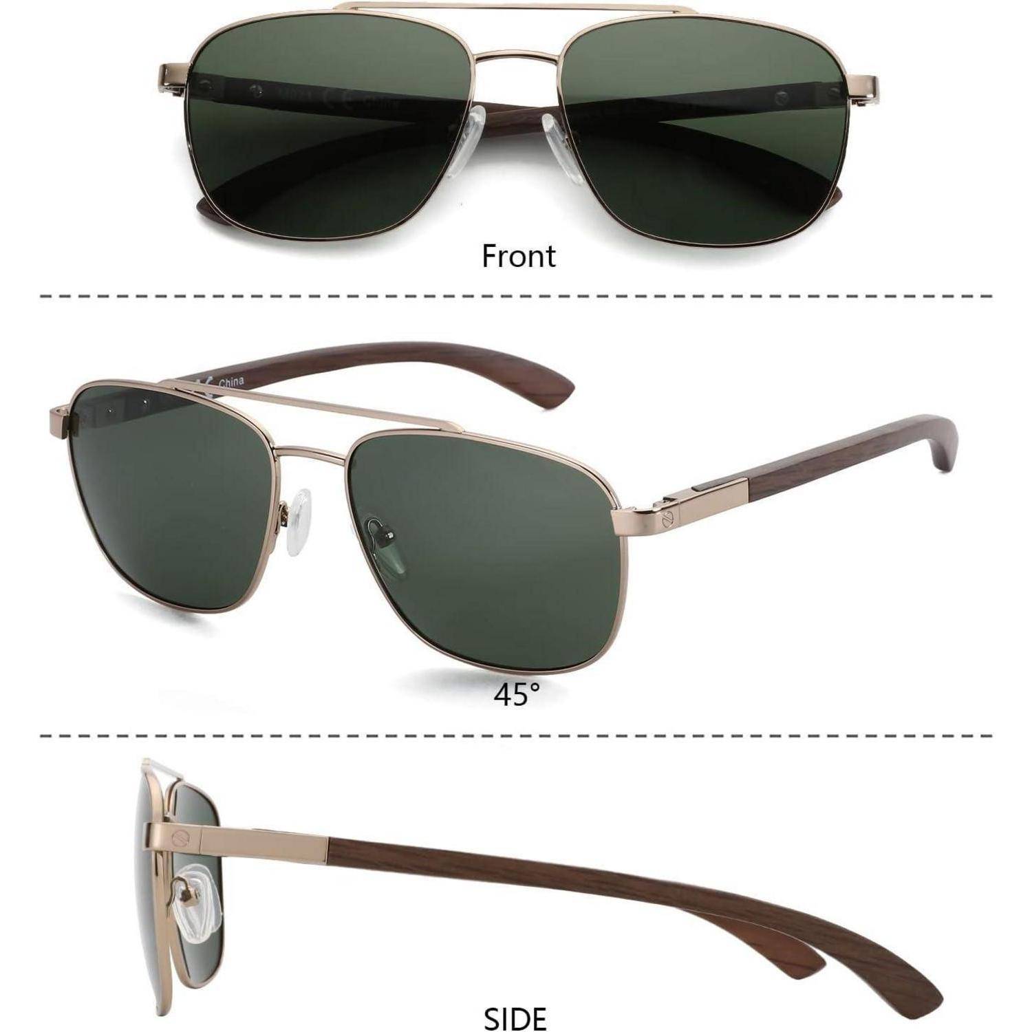 Sonnenbrille Herren Polarisiert Gold Rahmen Grün Linse