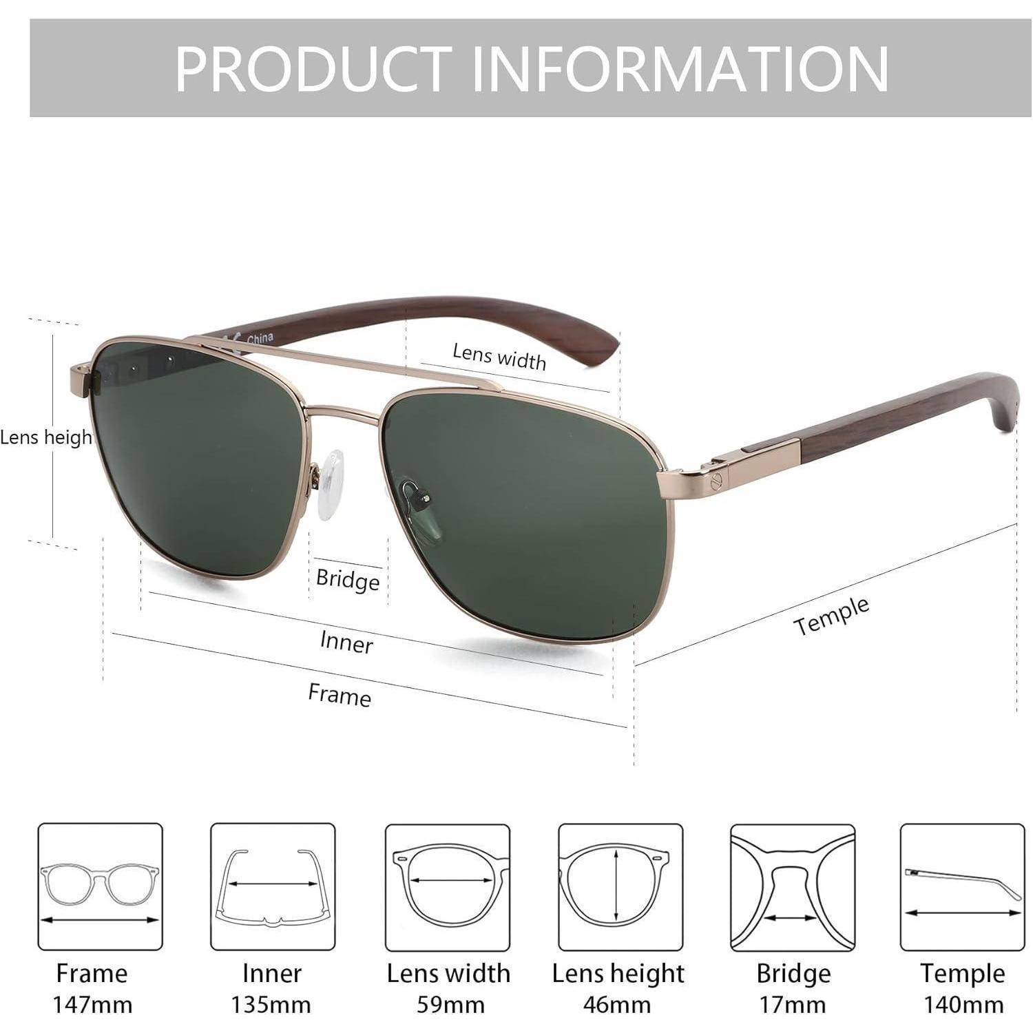 Sonnenbrille Herren Polarisiert Gold Rahmen Grün Linse