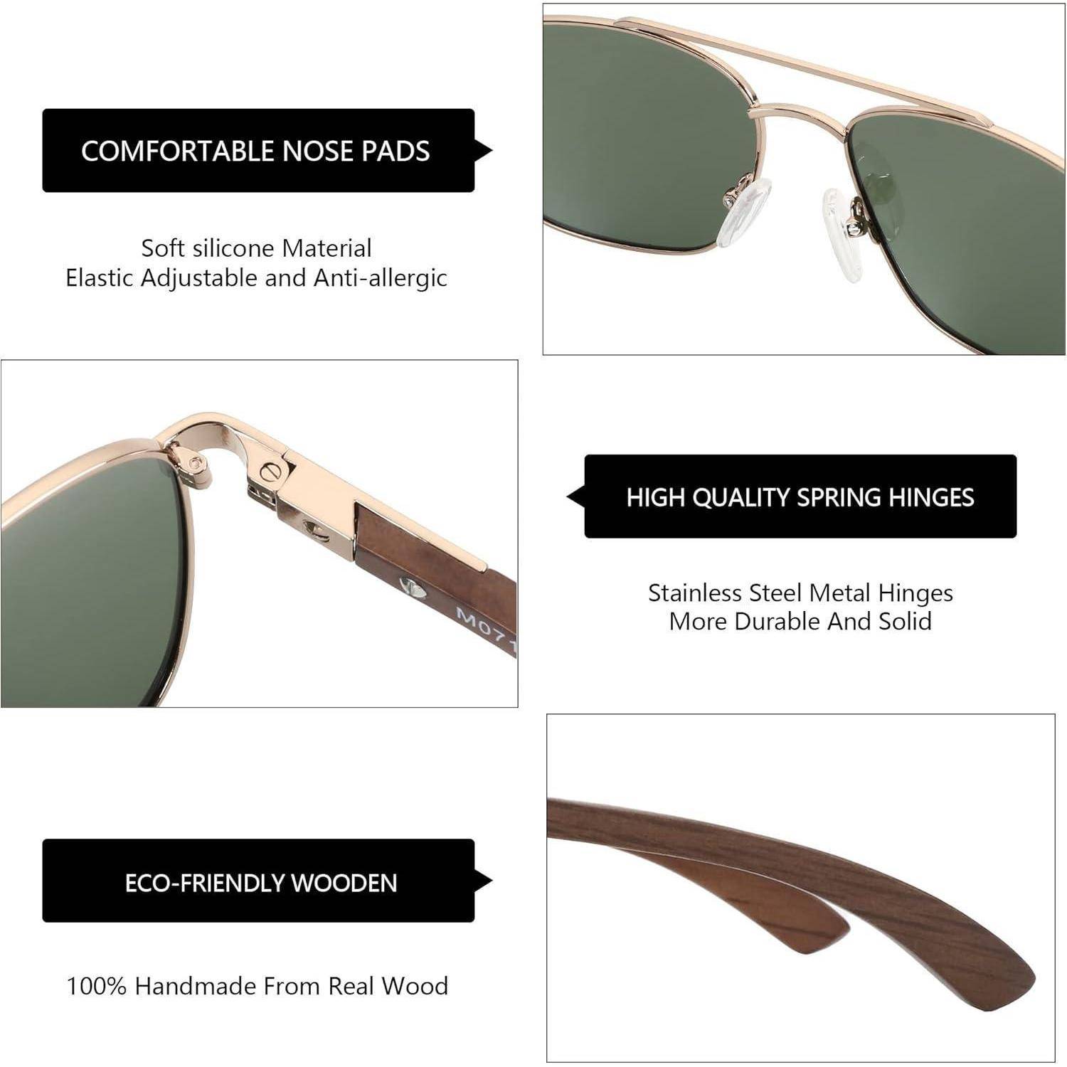Sonnenbrille Herren Polarisiert Gold Rahmen Grün Linse