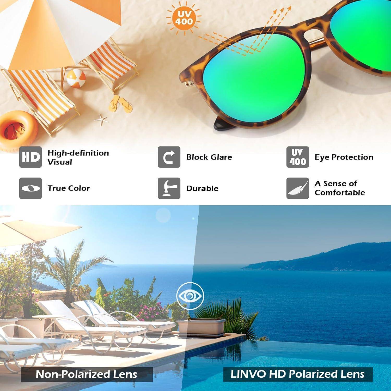 Sonnenbrille Damen Polarisiert UV400 1 Leoparden Rahmen Grüne Linse