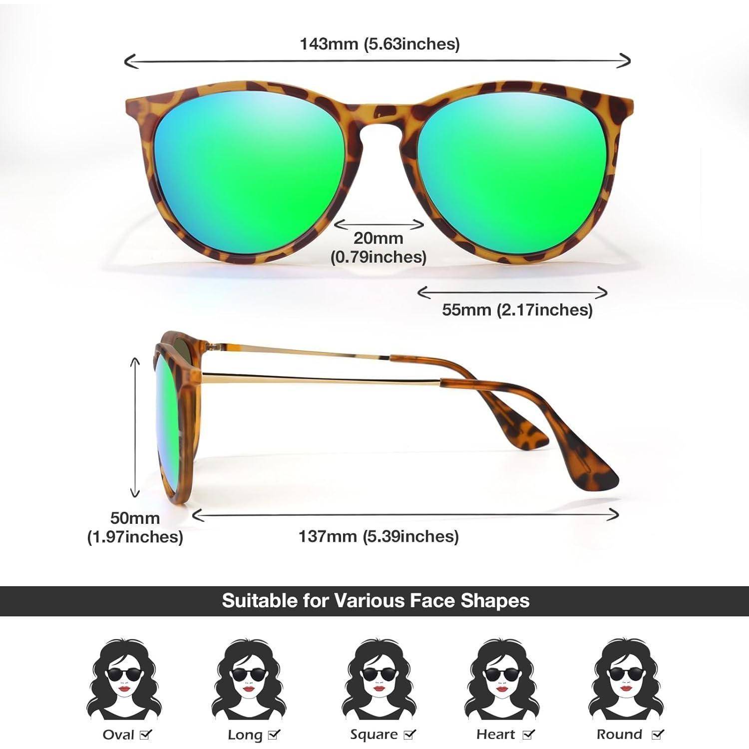 Sonnenbrille Damen Polarisiert UV400 1 Leoparden Rahmen Grüne Linse