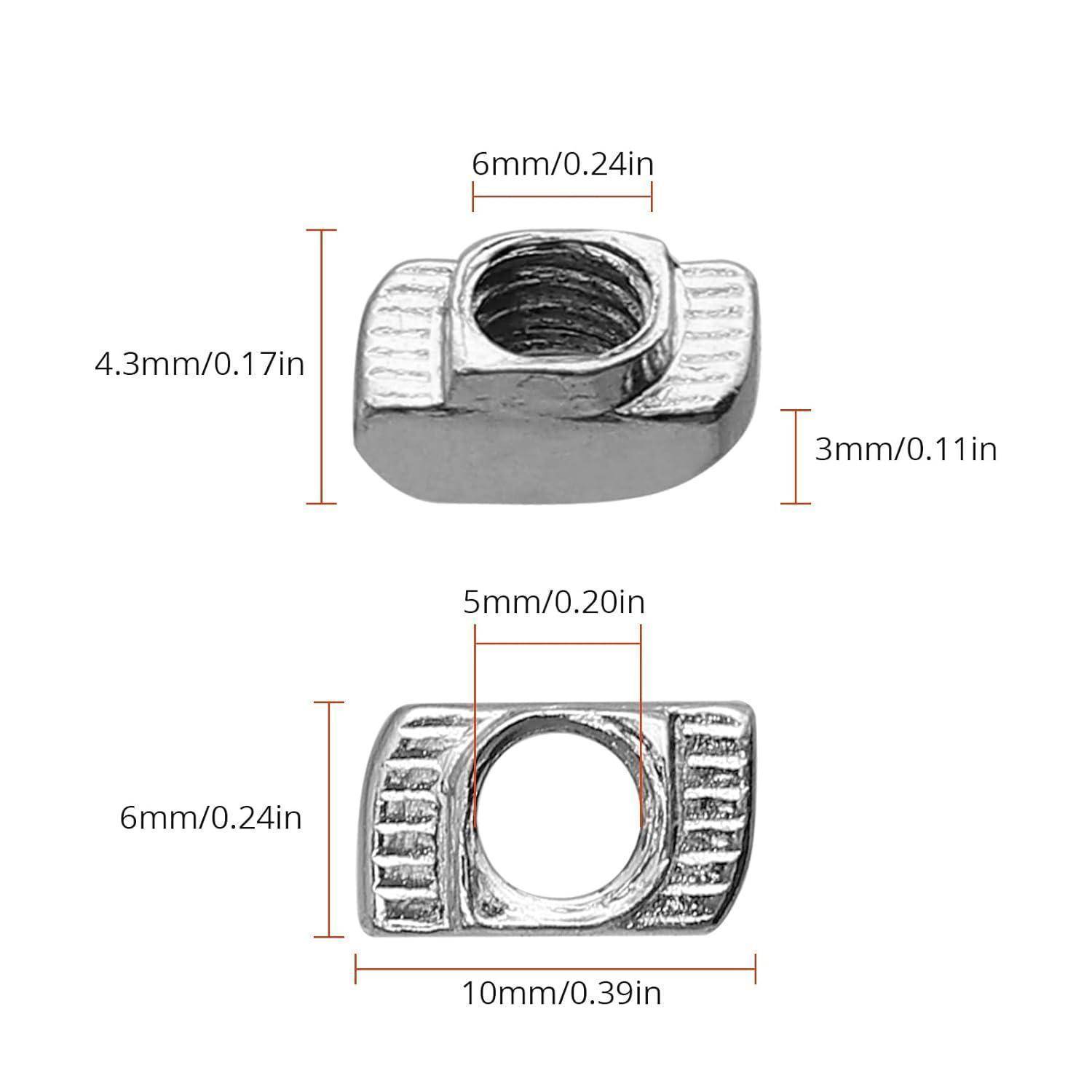 Nutensteine T Slot EU20 M5 6 Schlitze EU20-M5 x 10 x 6 (100PCS)