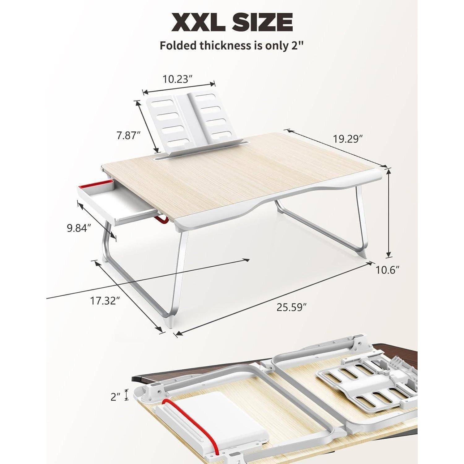 Bett Schreibtisch Laptop 65x49cm Bodenständer Schoss Light Teak