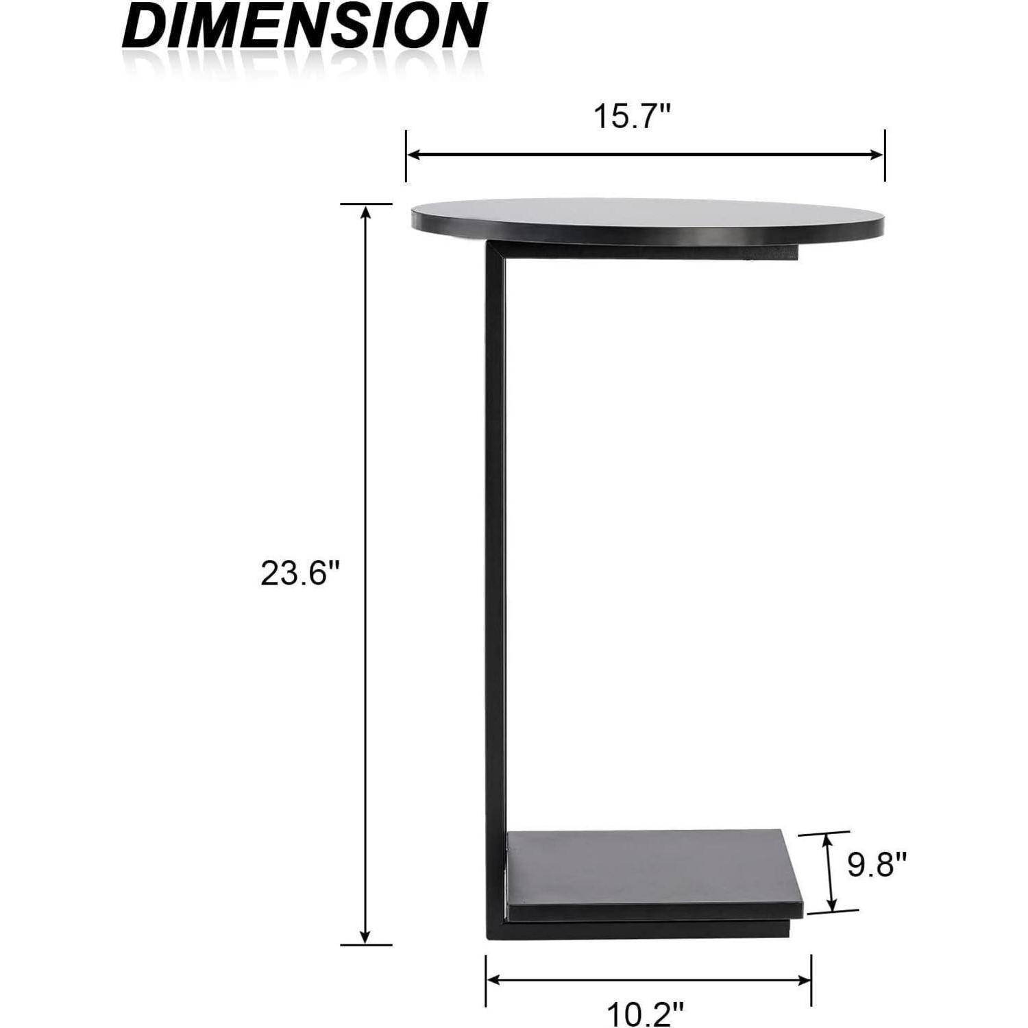 Beistelltisch C förmig 2er Set Metall Holz Schwarz 40*40*60cm(2er Set)