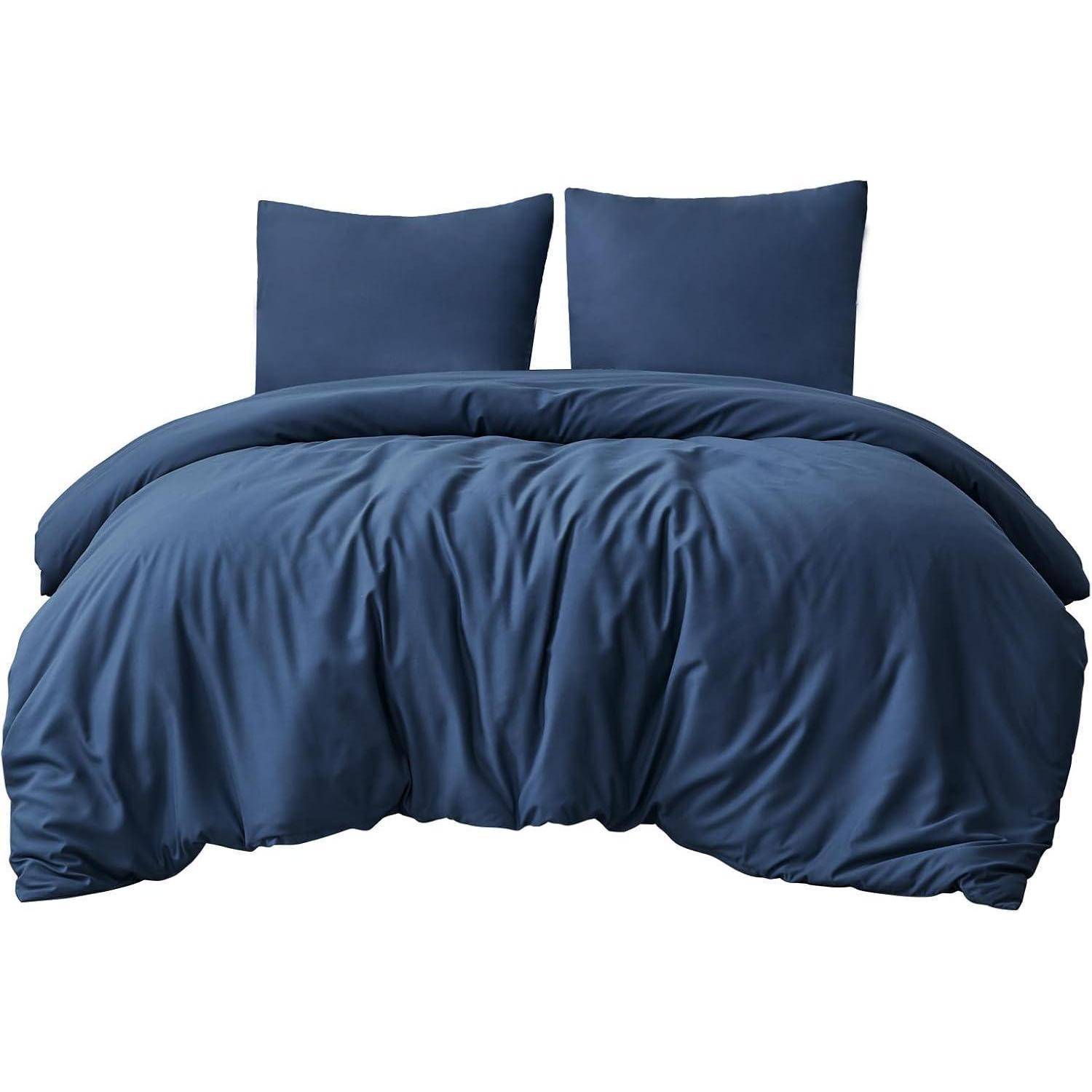 Bettwäsche 200x200 3tlg Mikrofaser Blau 200x200cm 2x 80x80cm 05 Blau