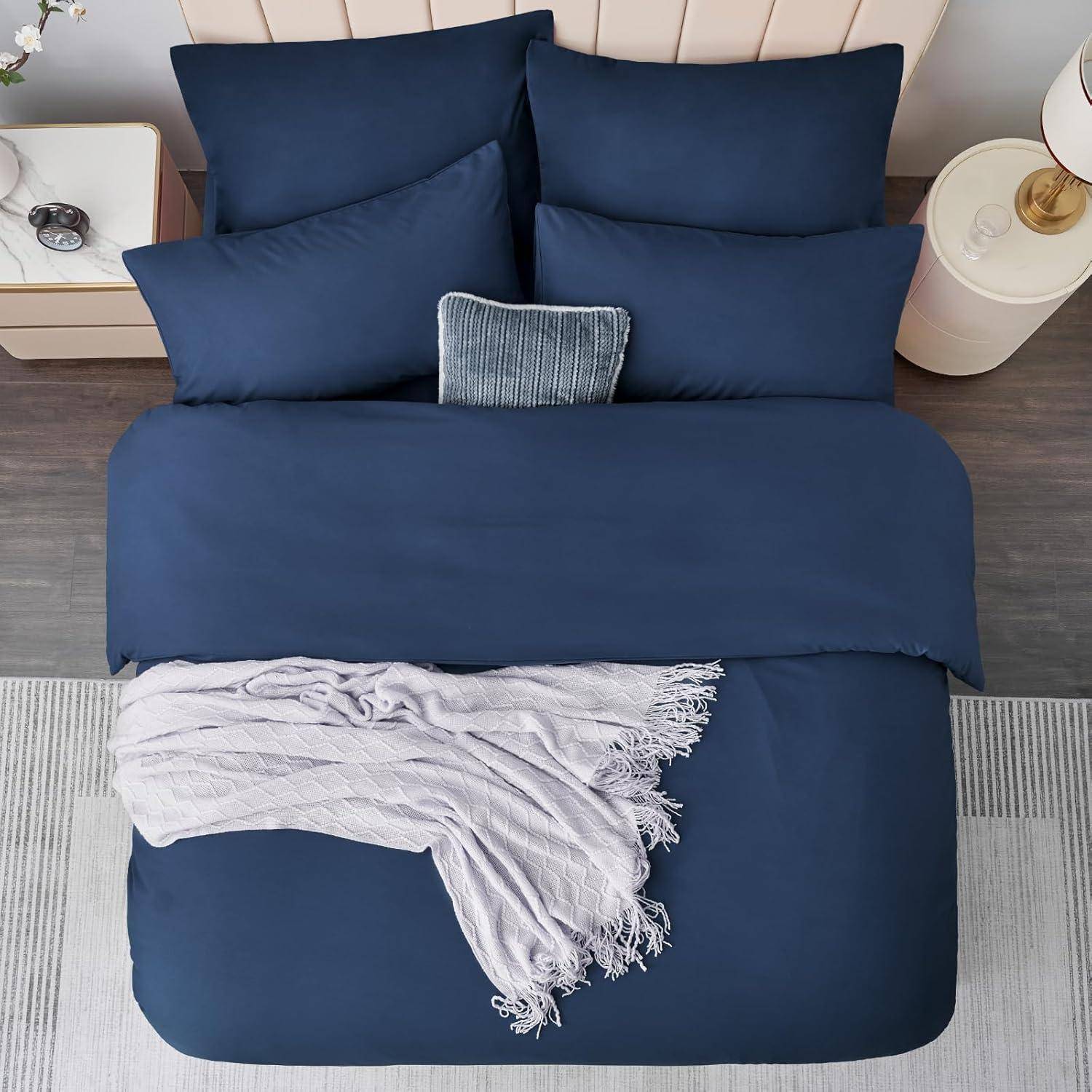 Bettwäsche 200x200 3tlg Mikrofaser Blau 200x200cm 2x 80x80cm 05 Blau
