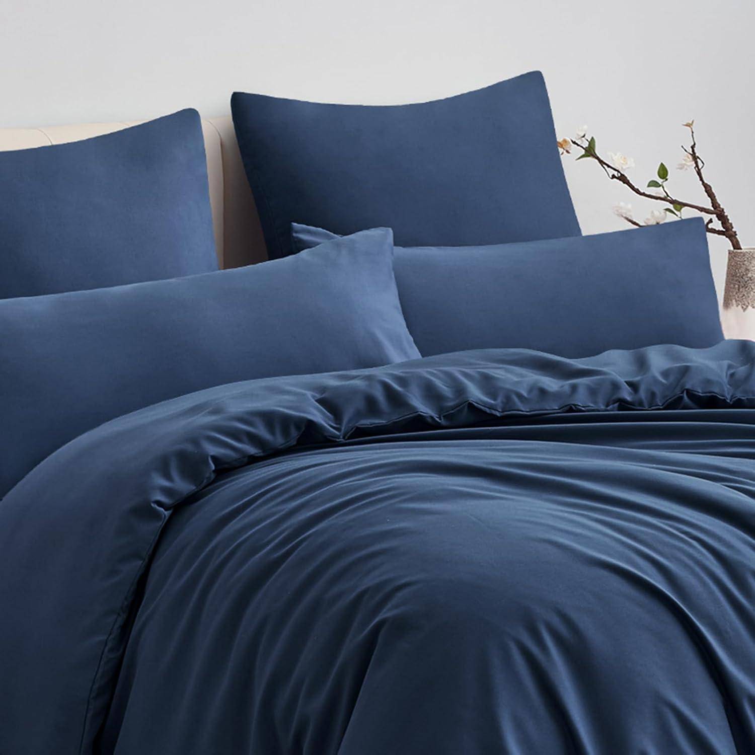 Bettwäsche 200x200 3tlg Mikrofaser Blau 200x200cm 2x 80x80cm 05 Blau