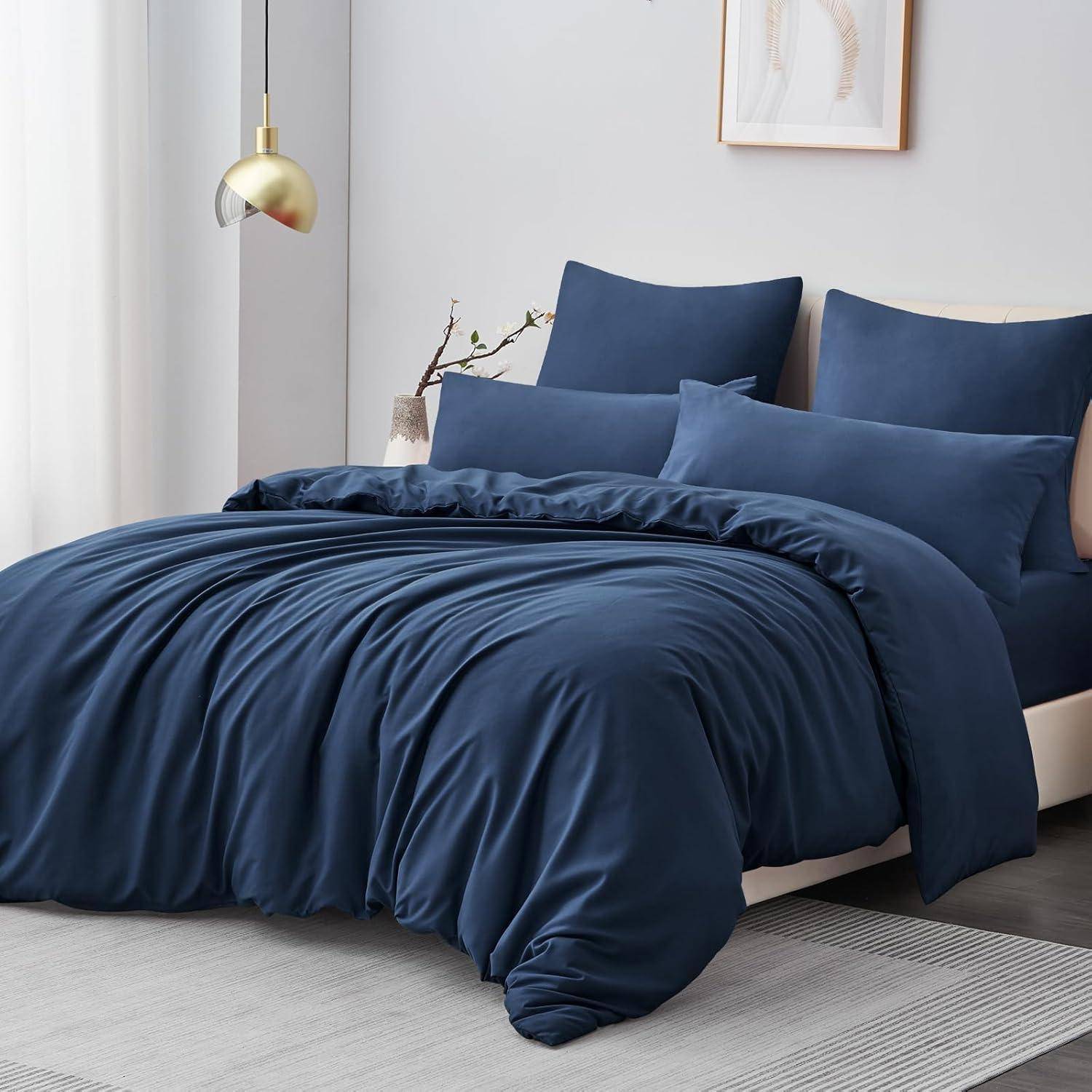 Bettwäsche 200x200 3tlg Mikrofaser Blau 200x200cm 2x 80x80cm 05 Blau
