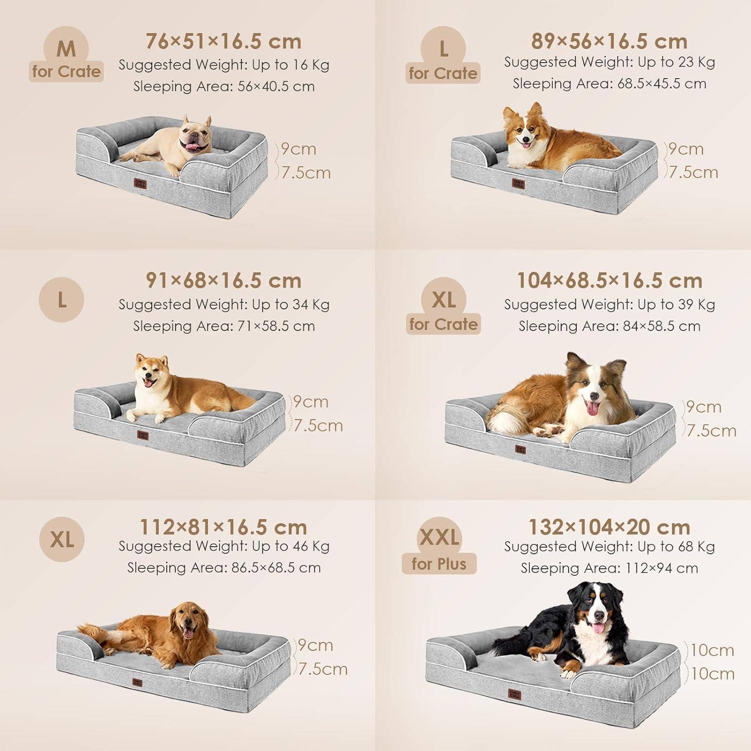 Hundebett orthopädisch Memory 89x56cm L 89 x B 56 x H 17 cm Grau