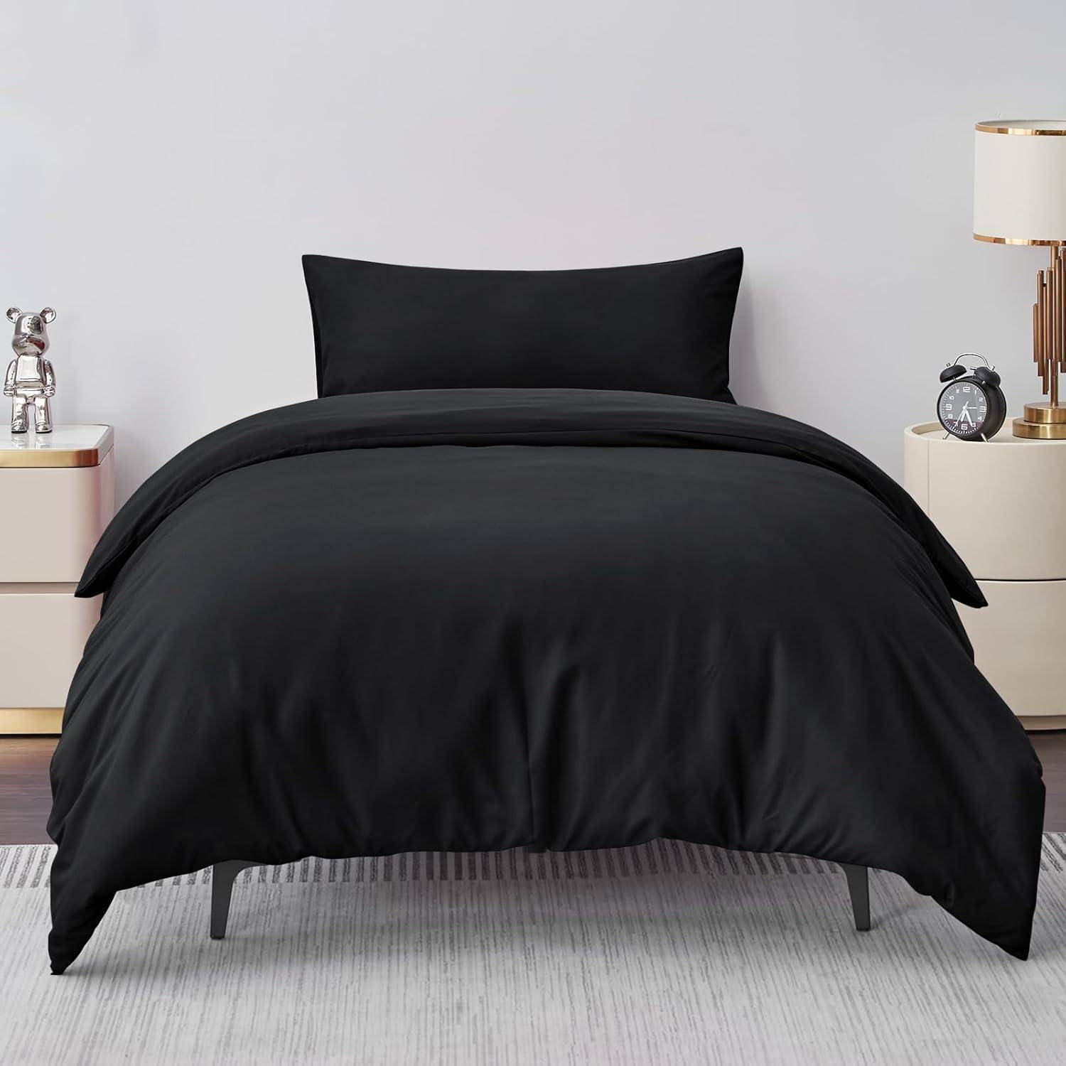 Bettwäsche Mikrofaser 155x220 2tlg 155x220cm+40x80cm 02 - Schwarz