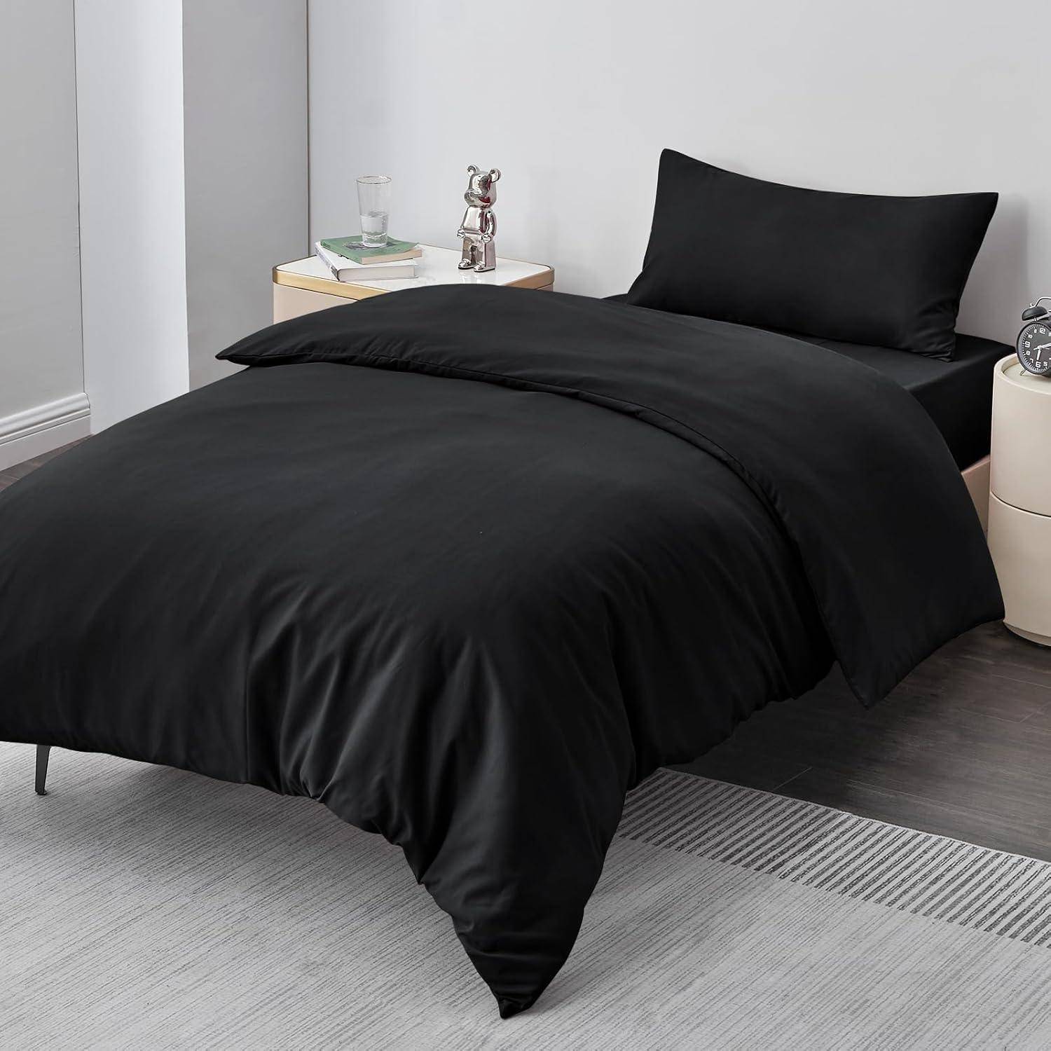 Bettwäsche Mikrofaser 155x220 2tlg 155x220cm+40x80cm 02 - Schwarz