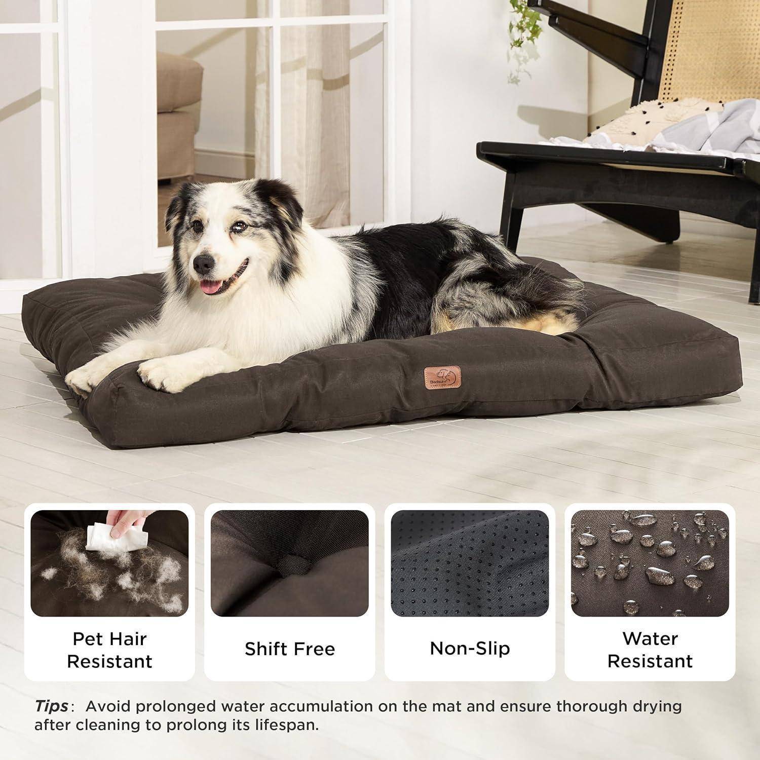 Hundematratze XXL waschbar gepolstert Braun L 111 x B 89 x H 10 cm