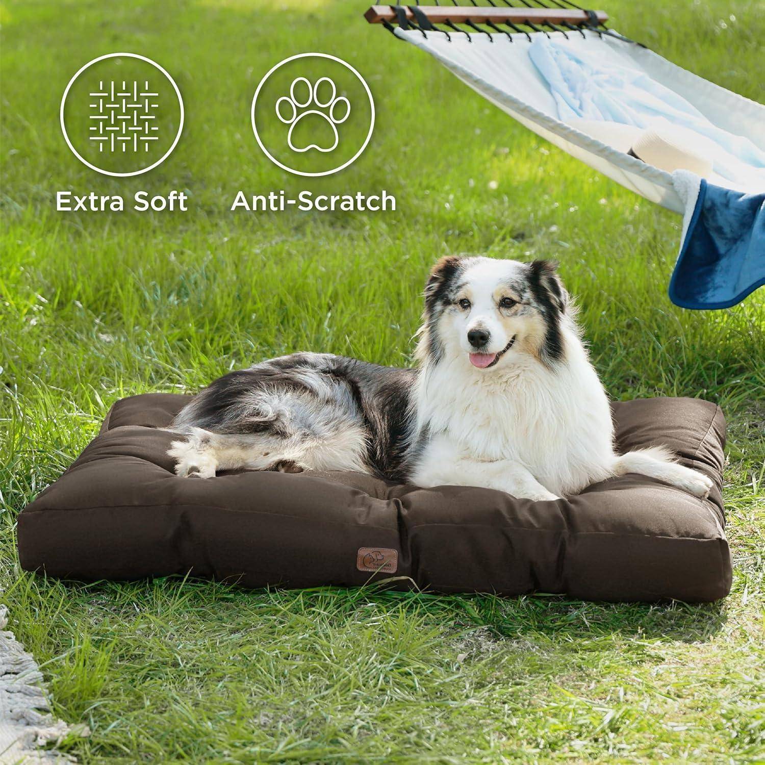 Hundematratze XXL waschbar gepolstert Braun L 111 x B 89 x H 10 cm