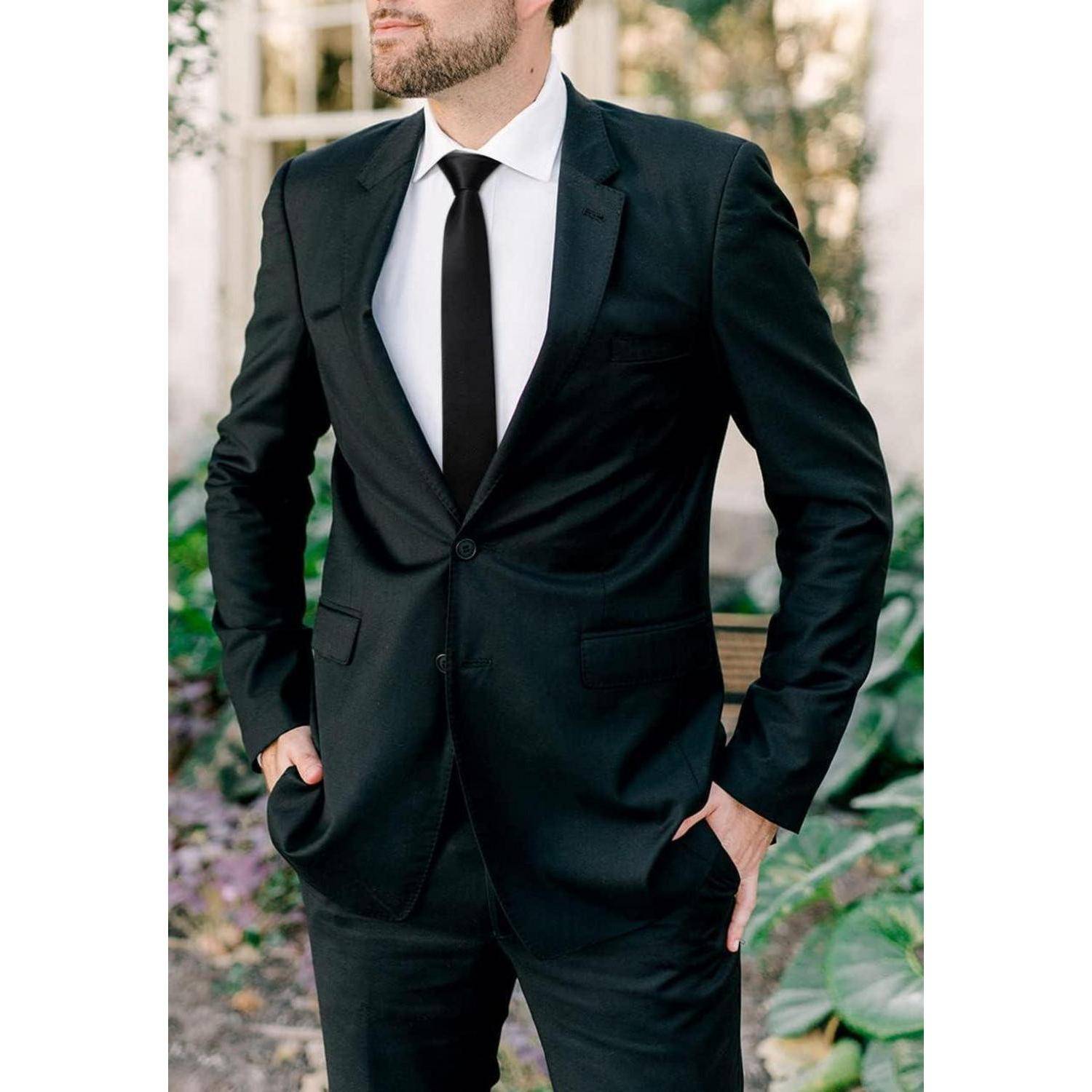 Krawatte Herren Seide 6cm Hochzeit Business Party Schwarz
