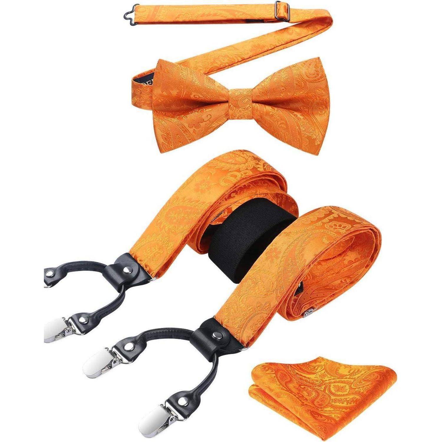 Hosenträger Herren 35mm 6 Clips YForm Einheitsgröße Orange Paisley