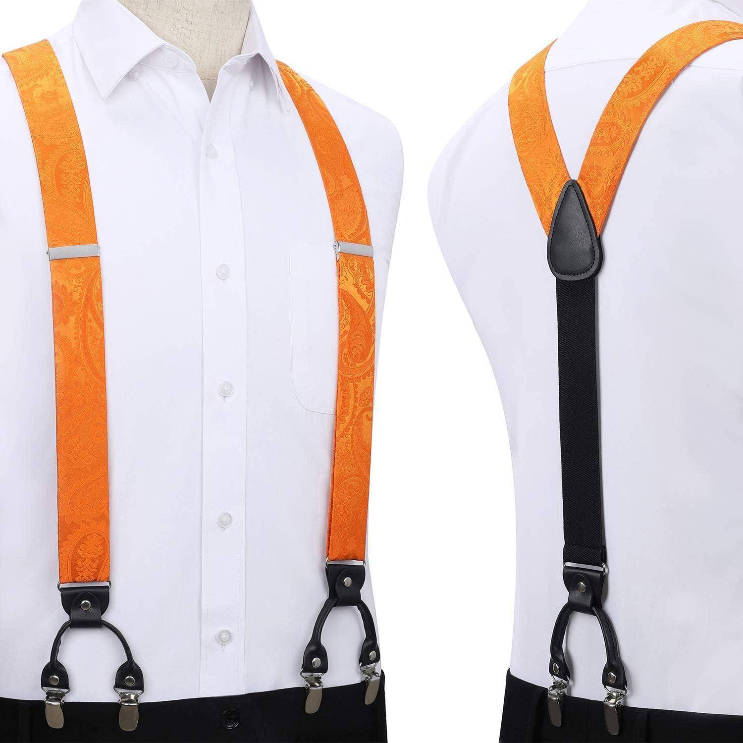 Hosenträger Herren 35mm 6 Clips YForm Einheitsgröße Orange Paisley