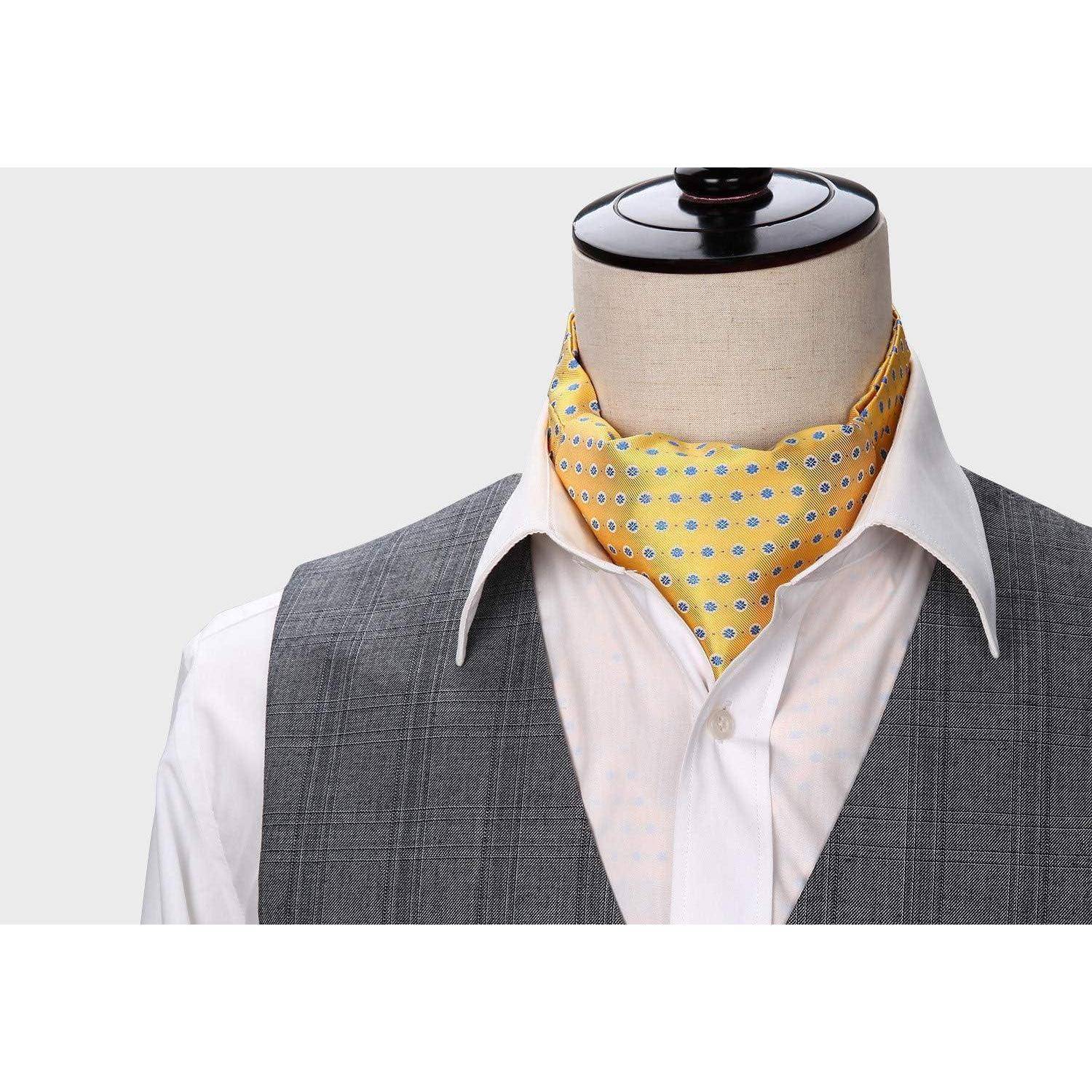 Krawattenschal Herren Ascot Hochzeit Gepunktet Gelb-blau