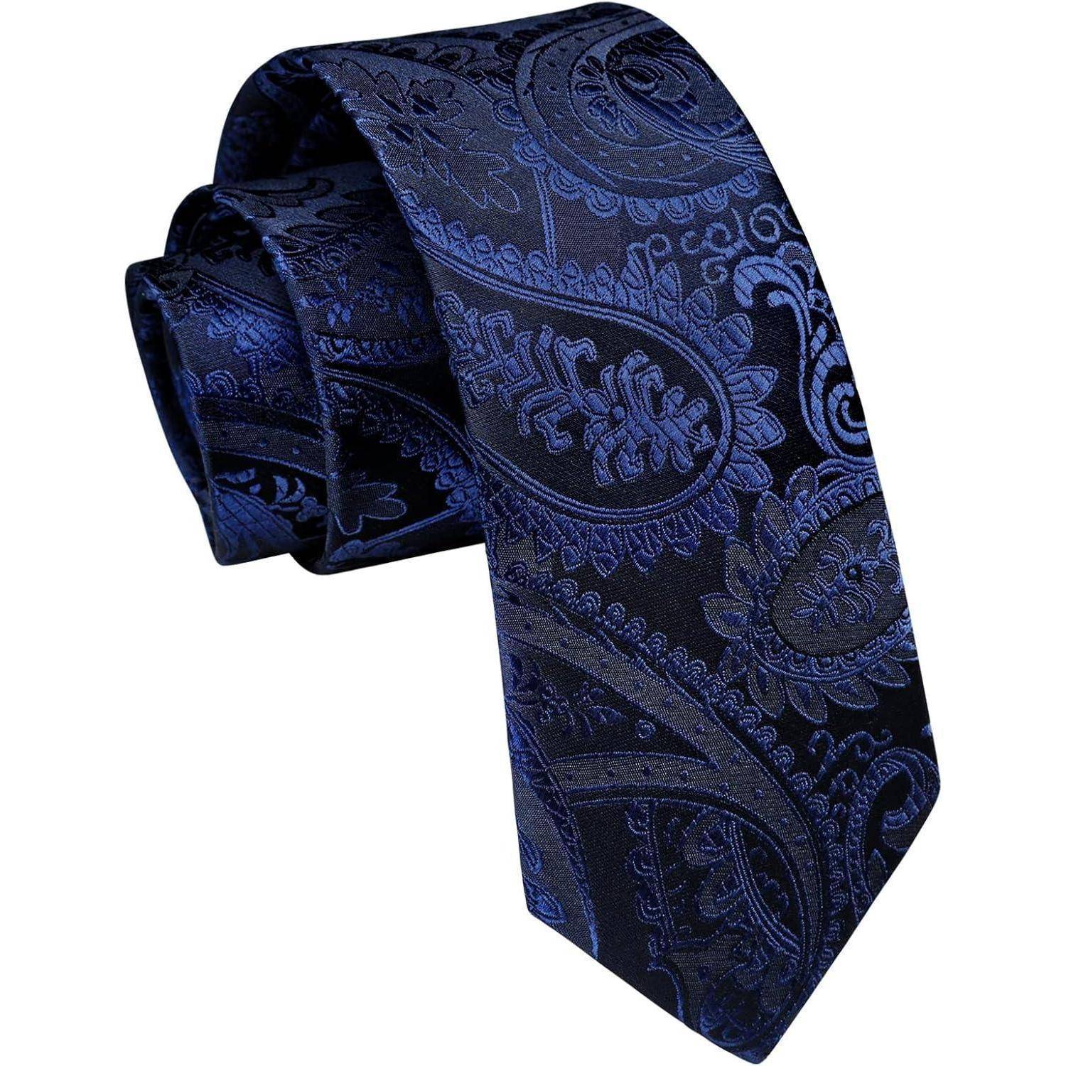Krawatte Herren schmale klassische Einheitsgröße Marineblaues Paisley