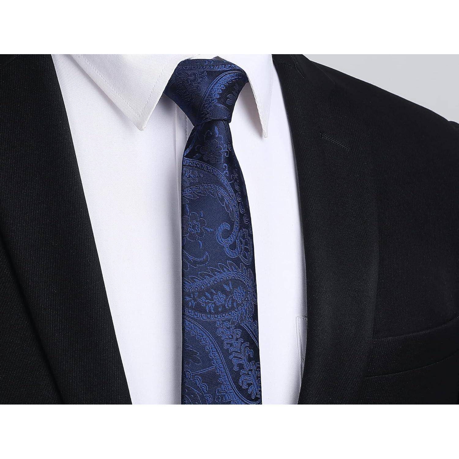 Krawatte Herren schmale klassische Einheitsgröße Marineblaues Paisley
