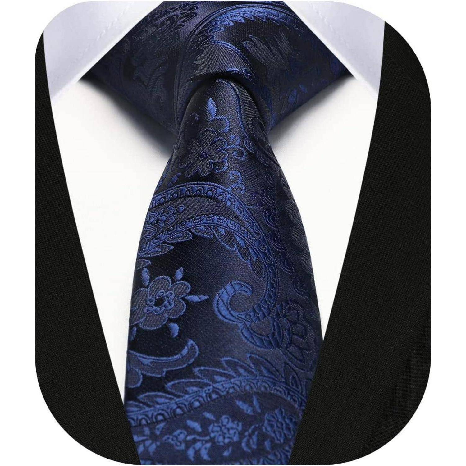 Krawatte Herren schmale klassische Einheitsgröße Marineblaues Paisley