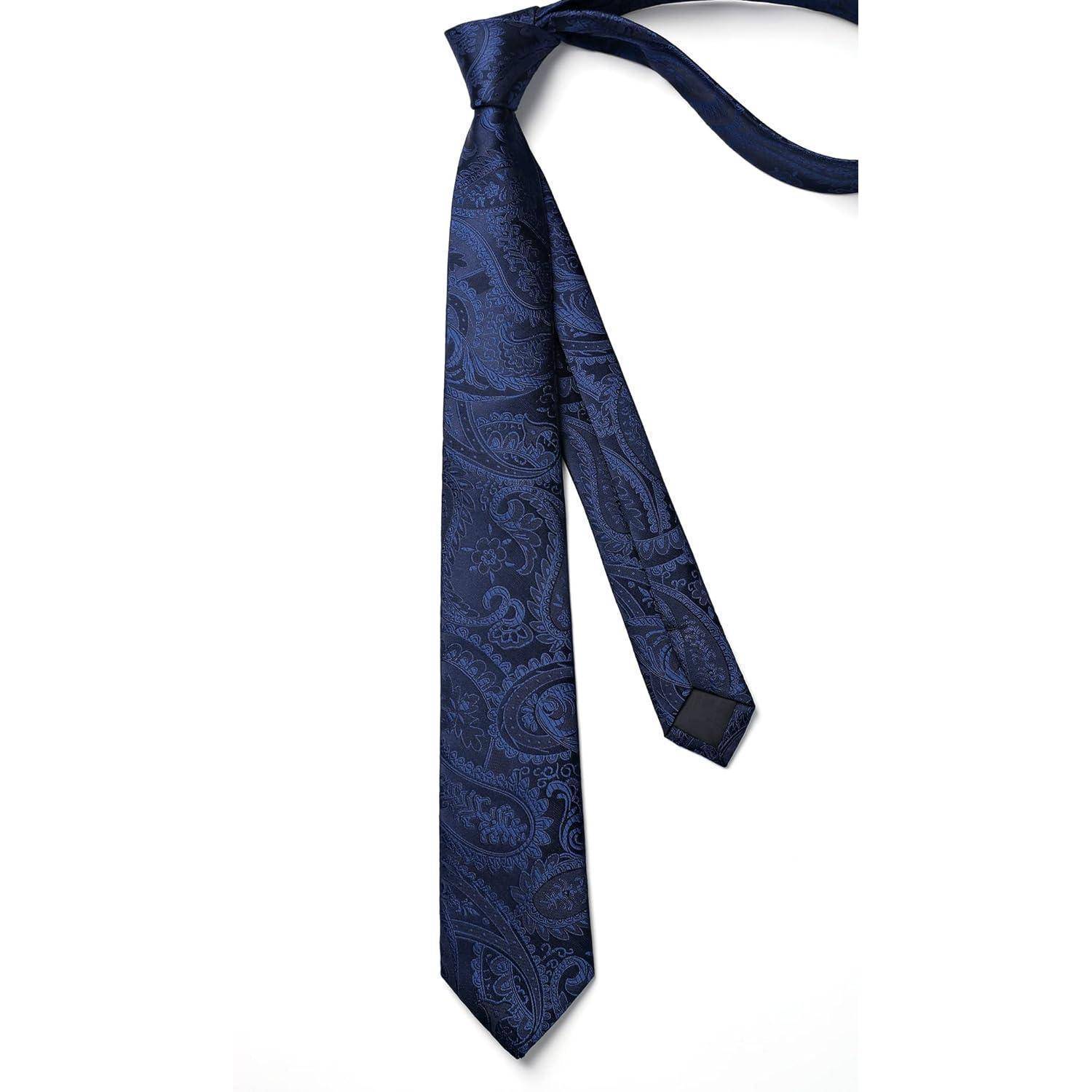 Krawatte Herren schmale klassische Einheitsgröße Marineblaues Paisley