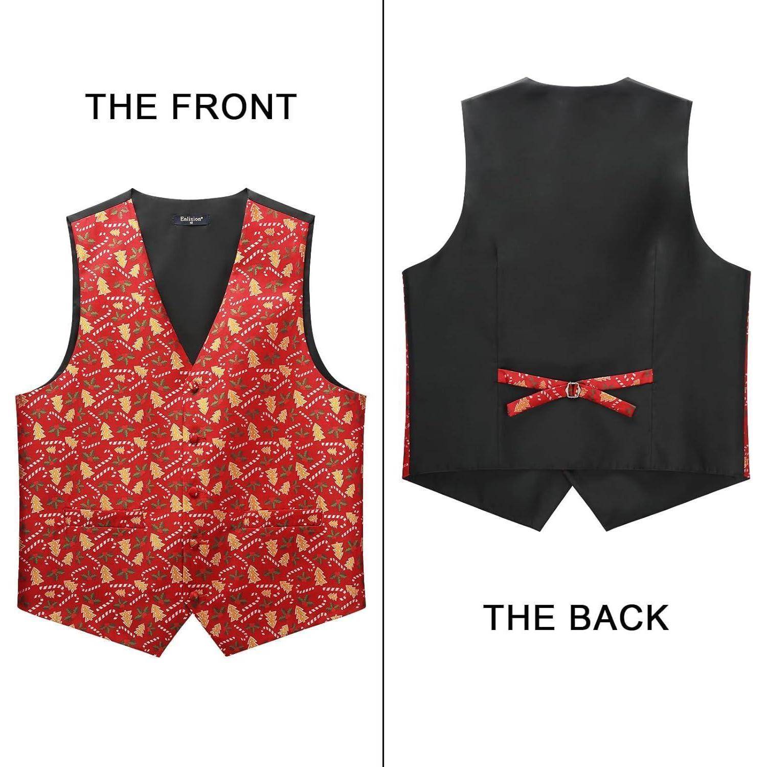 Weste Herren Weihnachten Santa Krawatte Set XXL Rot-3