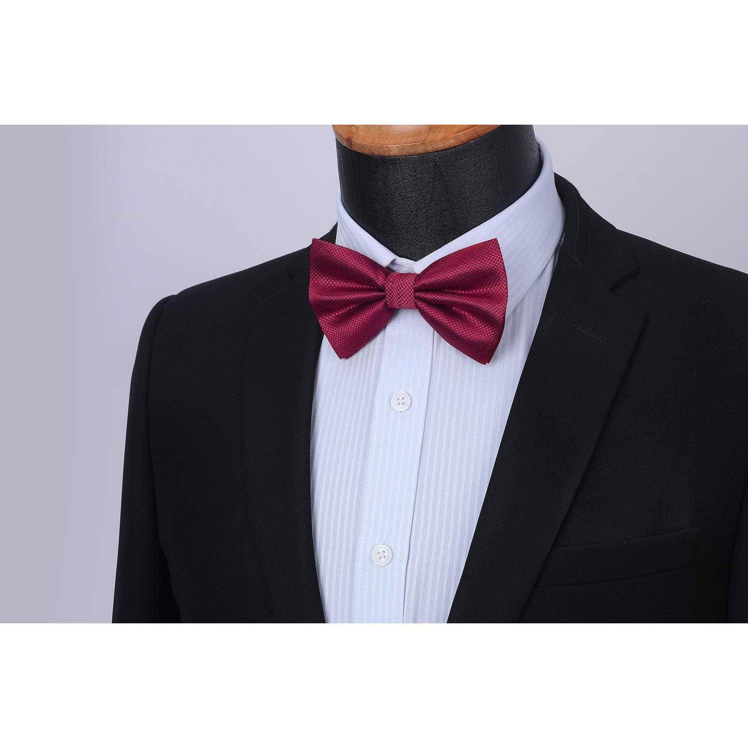 Fliege Herren Gebunden Verstellbar Hochzeit Anzug Burgundy