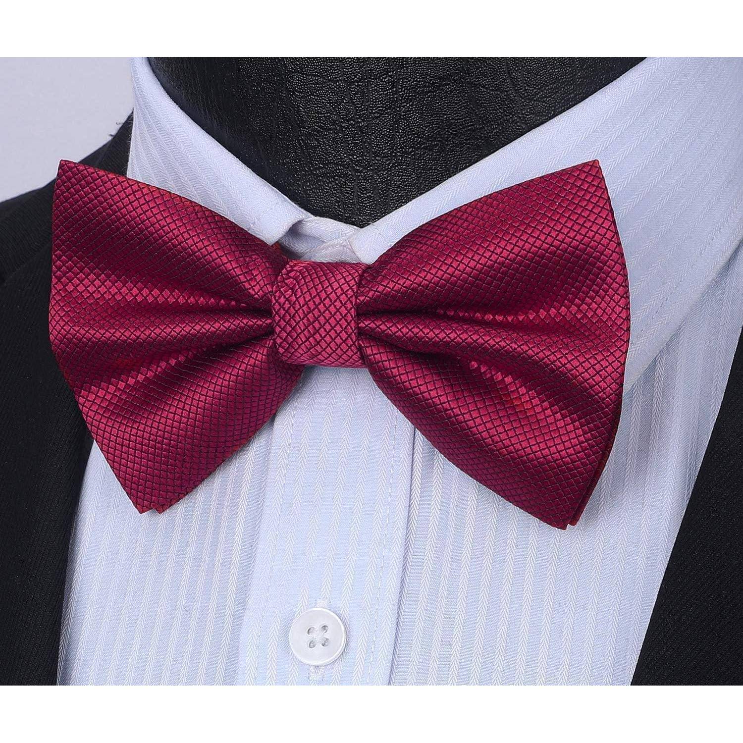 Fliege Herren Gebunden Verstellbar Hochzeit Anzug Burgundy