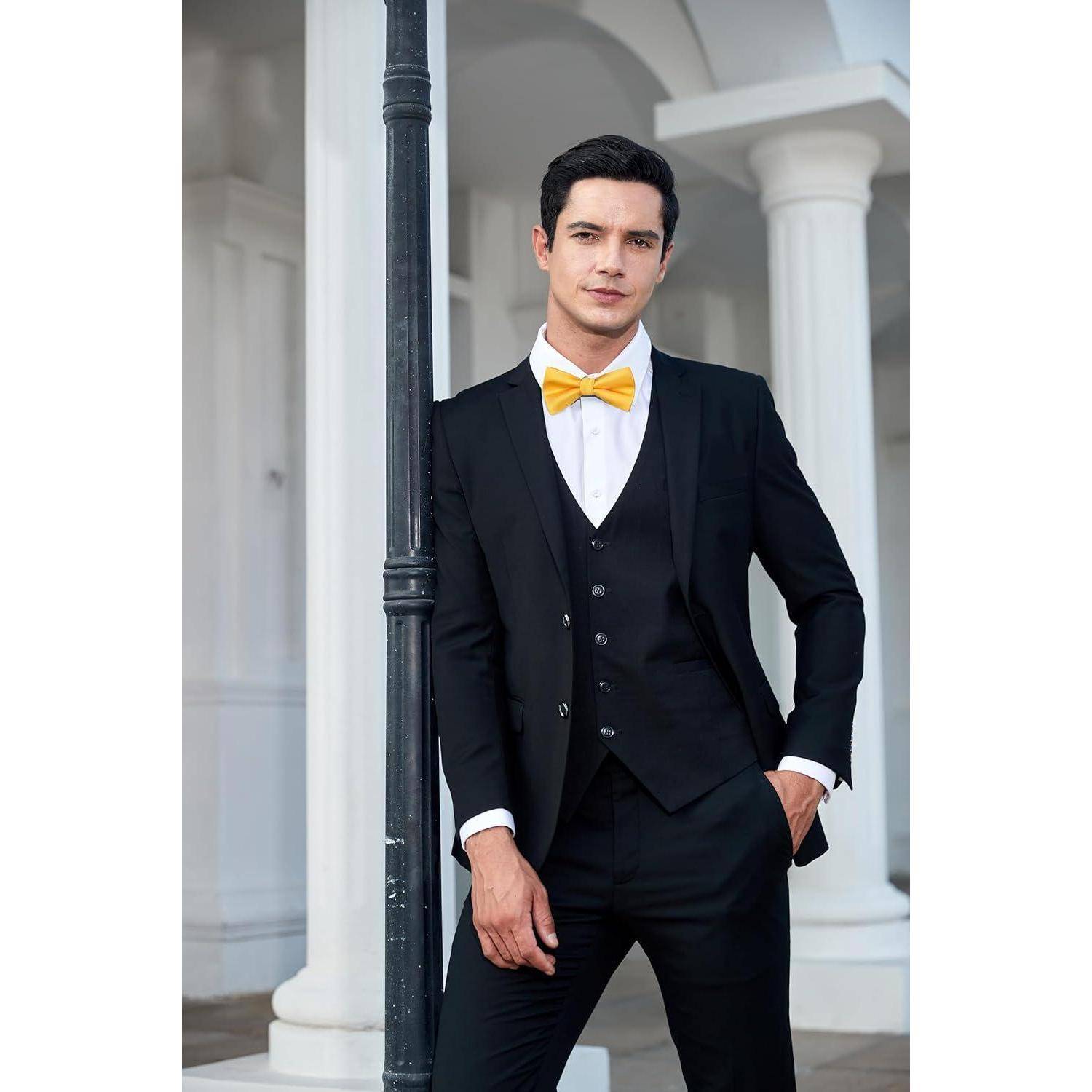 Fliege Vorgebundene Herren Einstecktuch Hochzeit Smoking A1-gelb