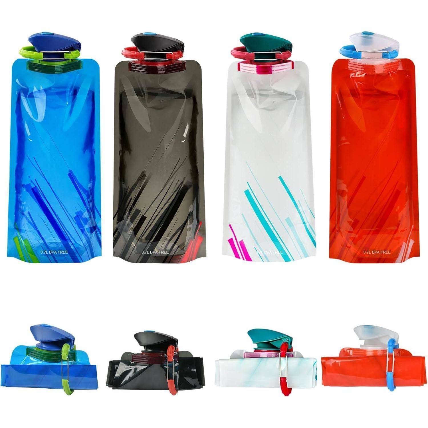 Wasserflasche Faltbar BPA frei Clip Rot schwarz weiß blau 700ml