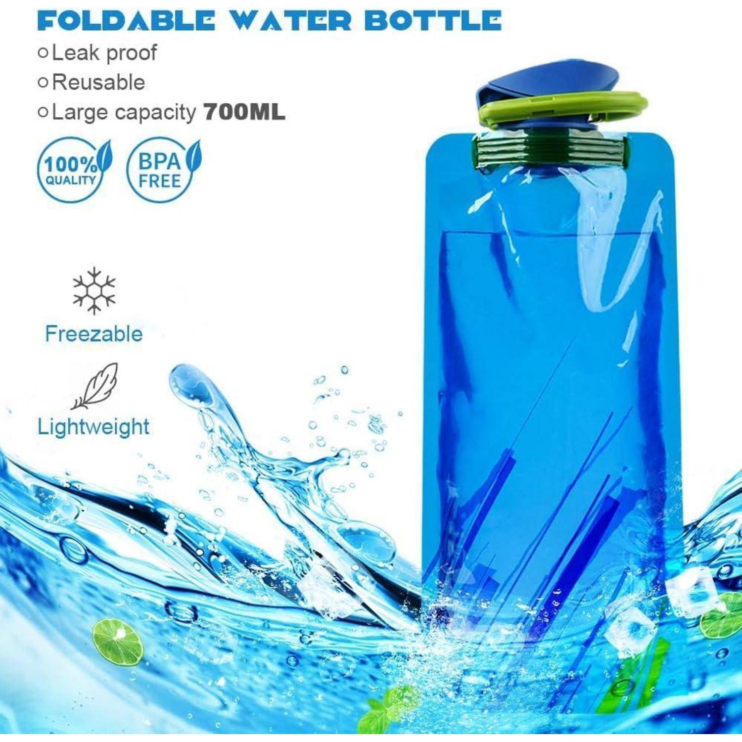 Wasserflasche Faltbar BPA frei Clip Rot schwarz weiß blau 700ml