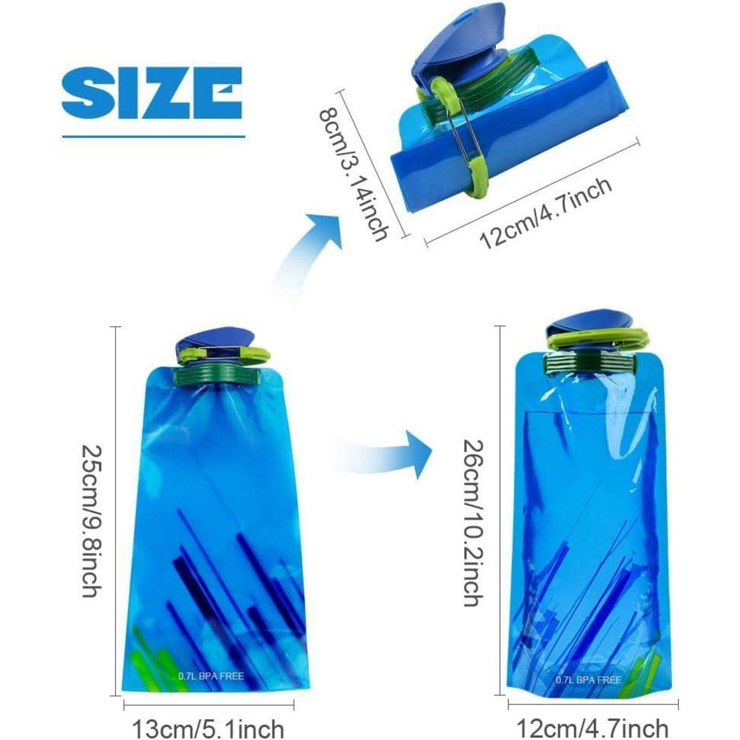 Wasserflasche Faltbar BPA frei Clip Rot schwarz weiß blau 700ml