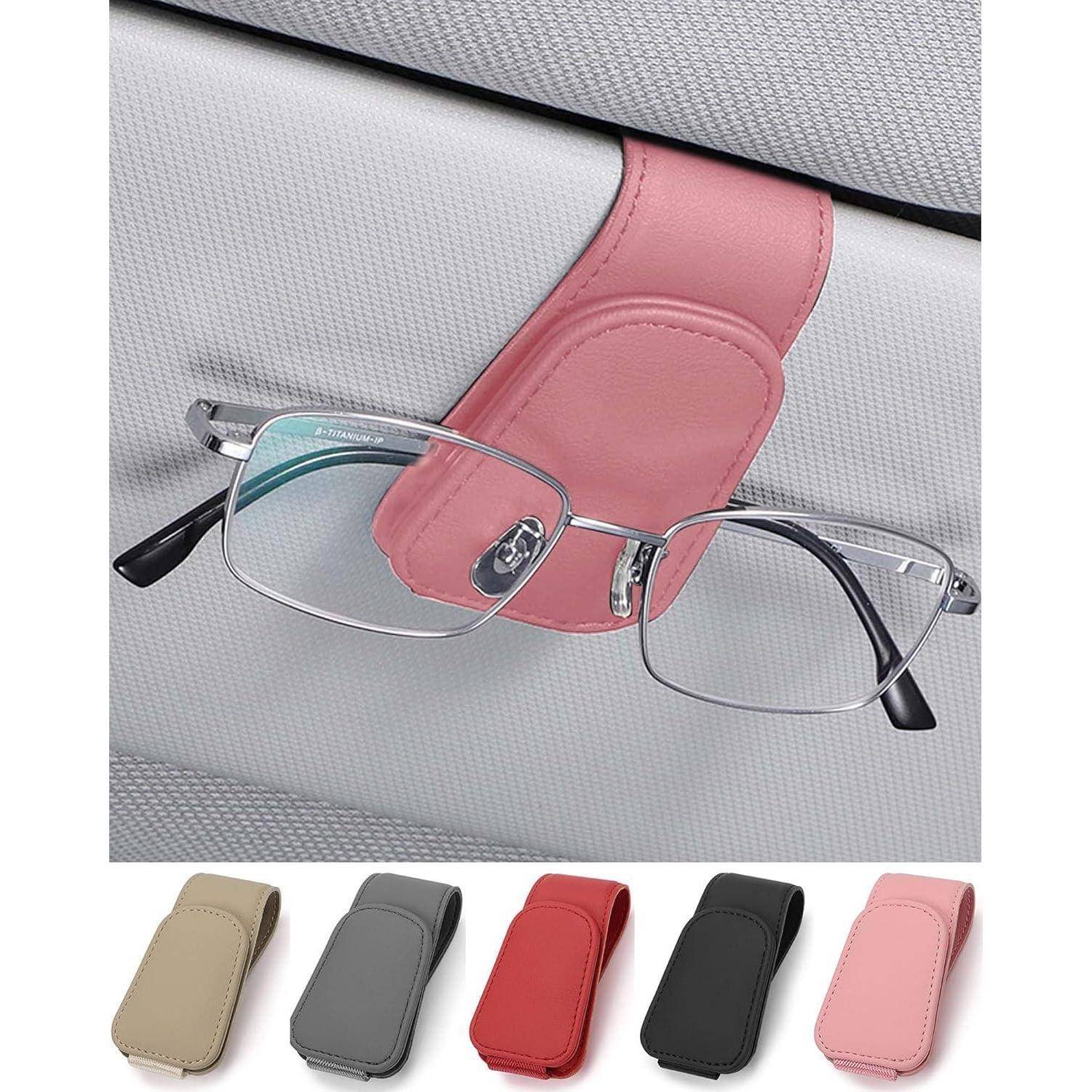 Brillenhalter Auto Sonnenblende Leder Sonnenbrillen Rosa 9.5CM*4.5CM