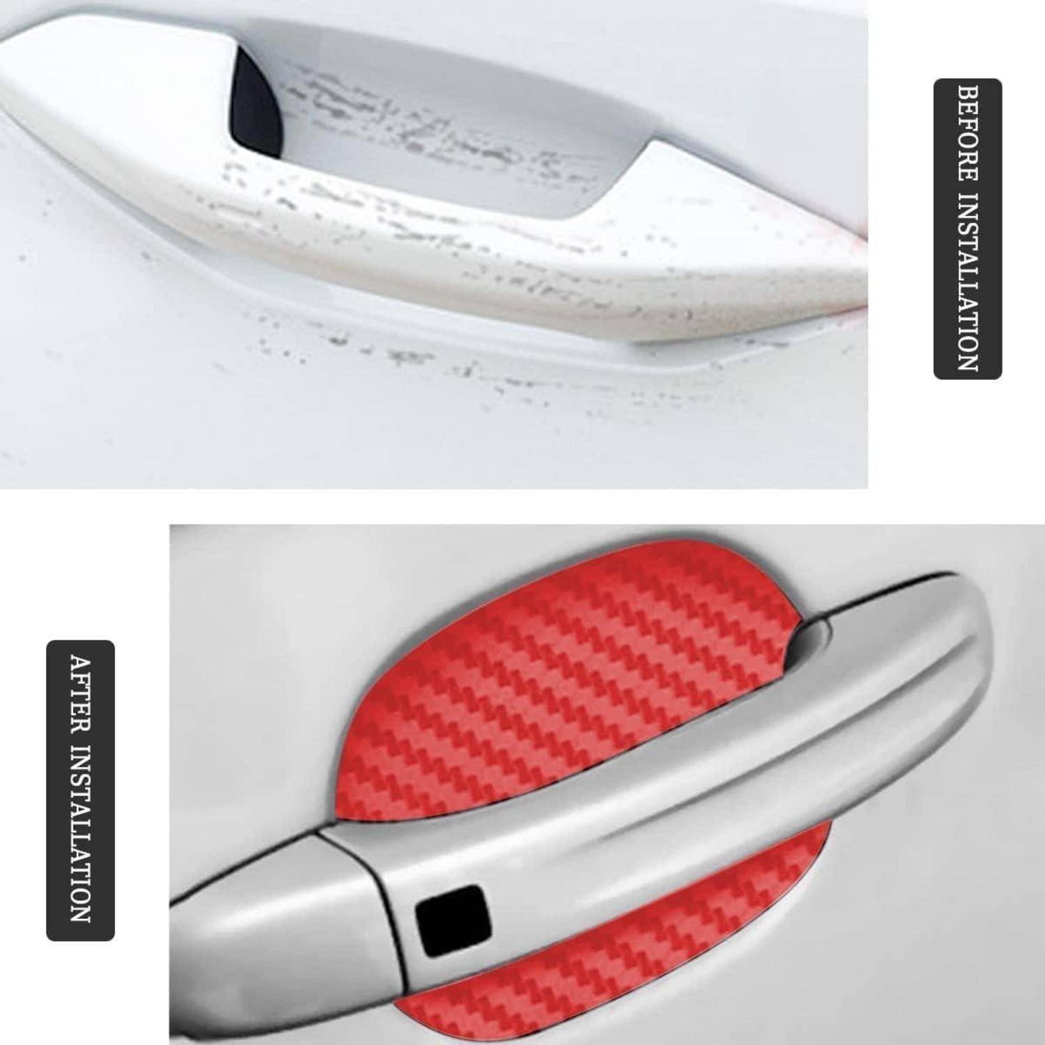 Schutzfolie Carbon Fiber Autofolie 4PCS Autoaufkleber Rot
