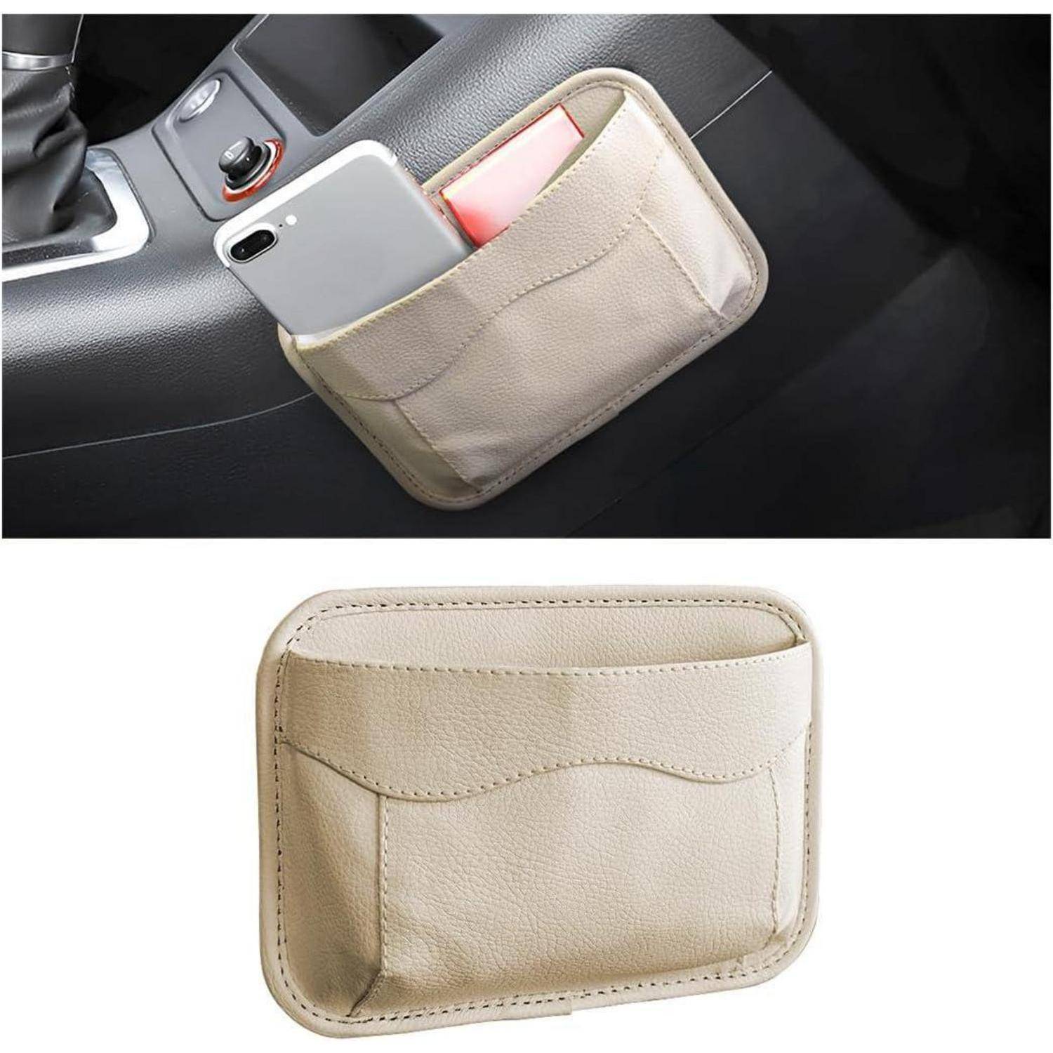 Organizer seitlich Autositz Leder Tasche Dokumente Beige