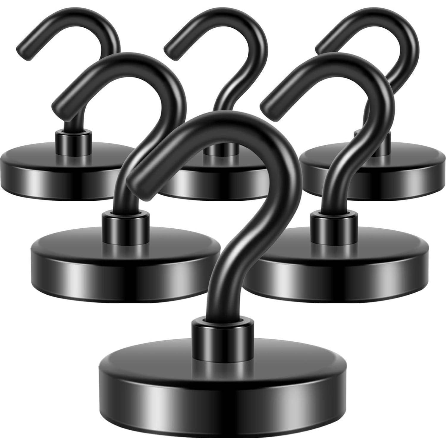 Magnethaken Erdmagnete 50kg Schwarz 6er Pack 6 50kg+Magnethaken