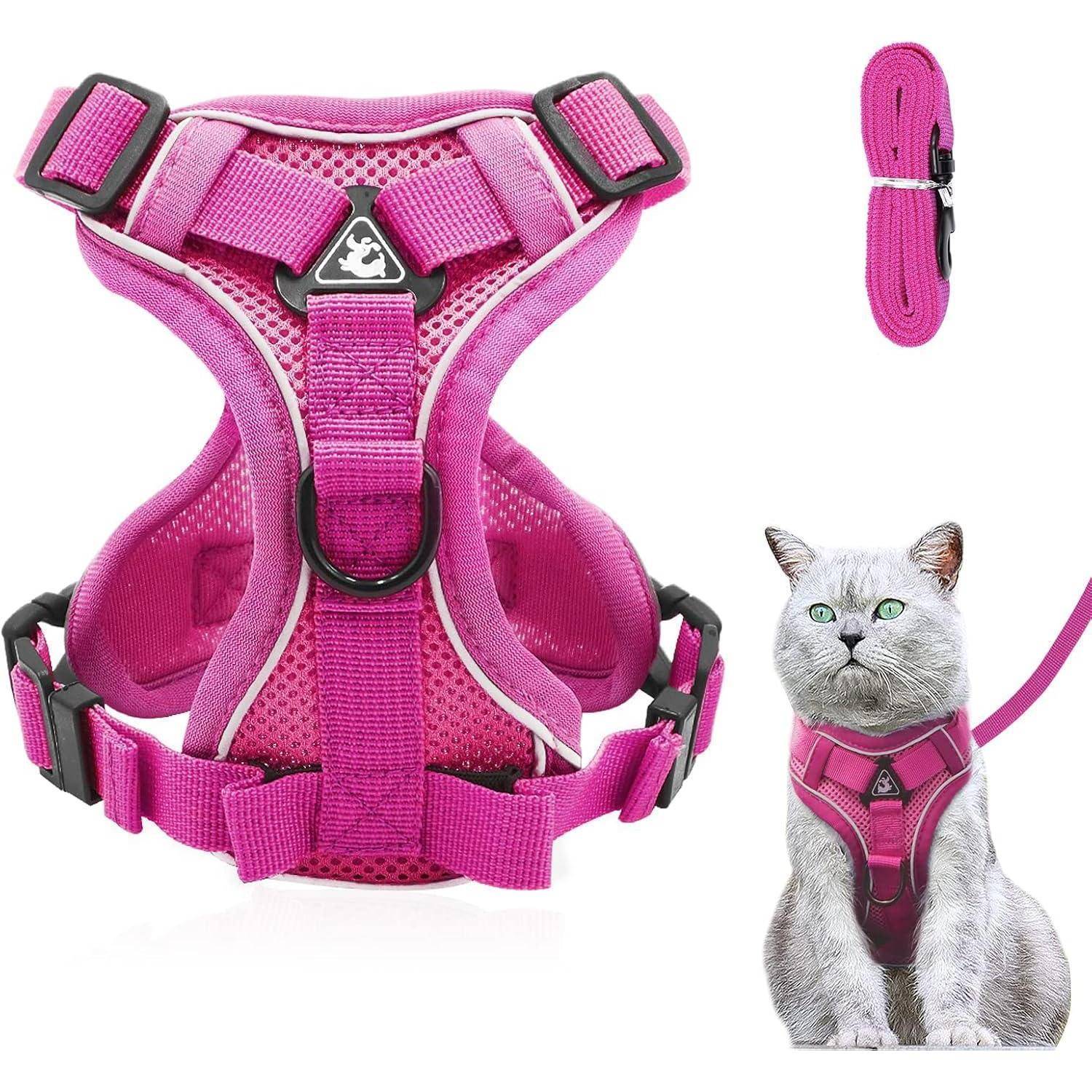 Katzengeschirr Verstellbar Ausbruchsicher Leine Set M Rosa