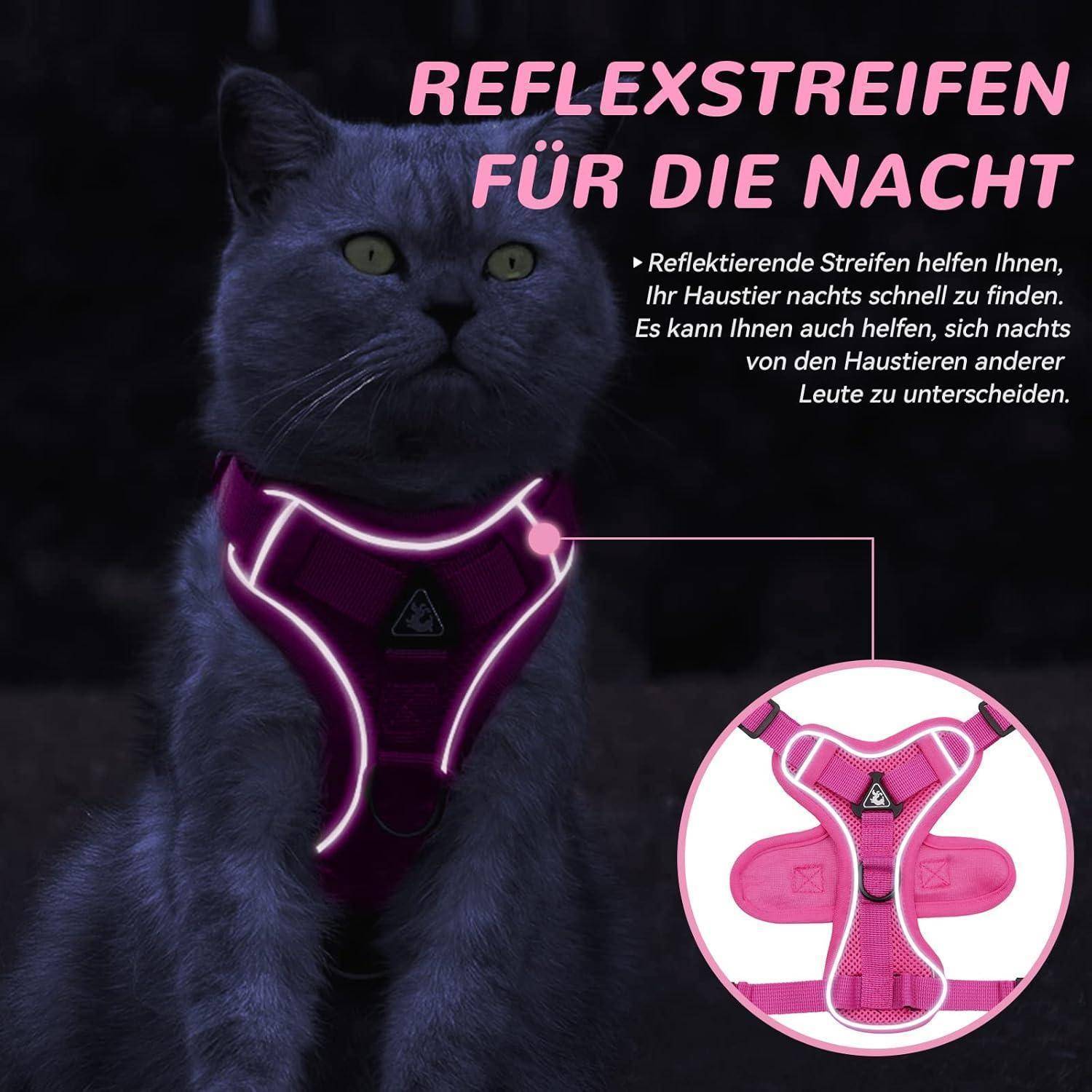 Katzengeschirr Verstellbar Ausbruchsicher Leine Set M Rosa