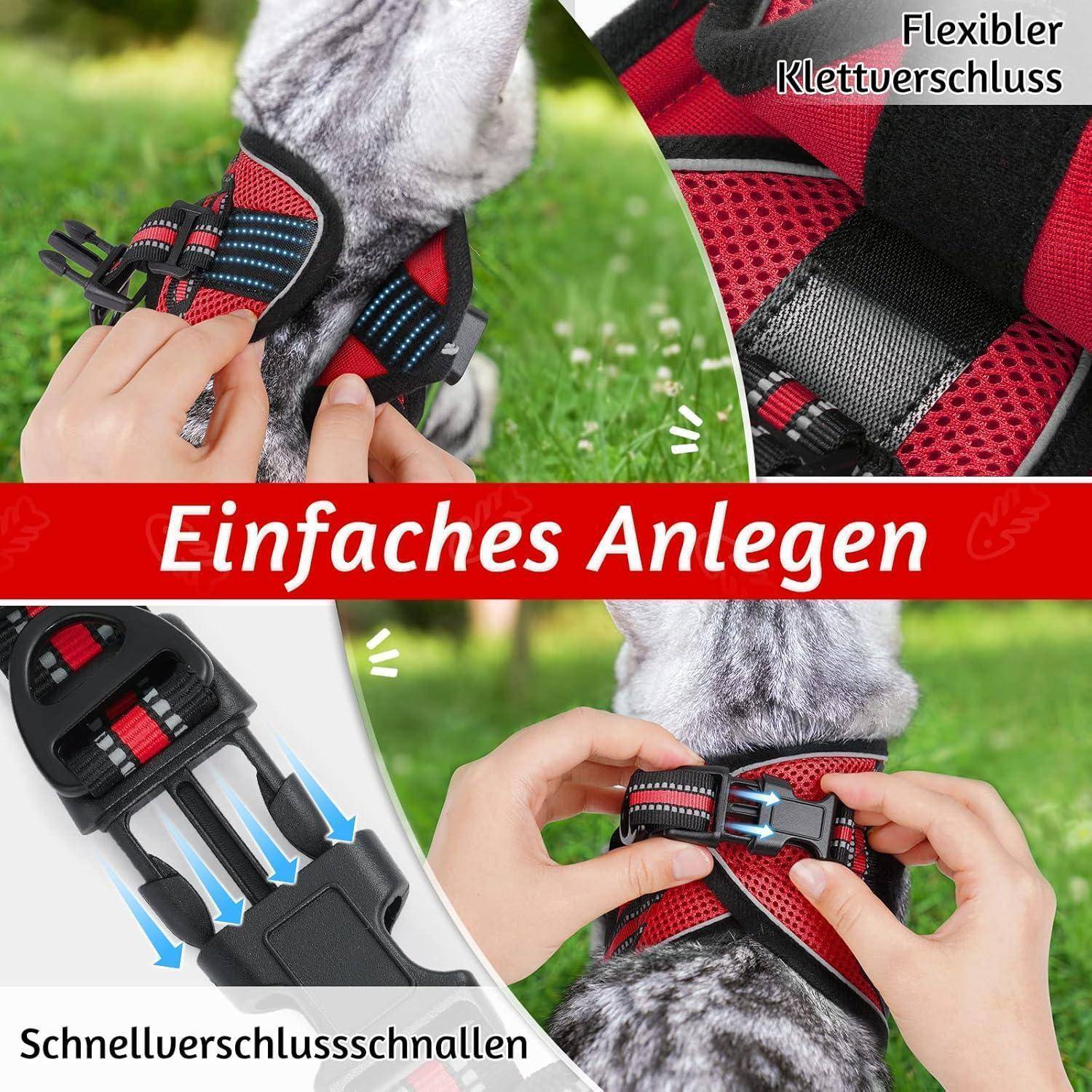 Katzengeschirr Katzenleine Set Kitten Welpen M (1er Pack) Rot