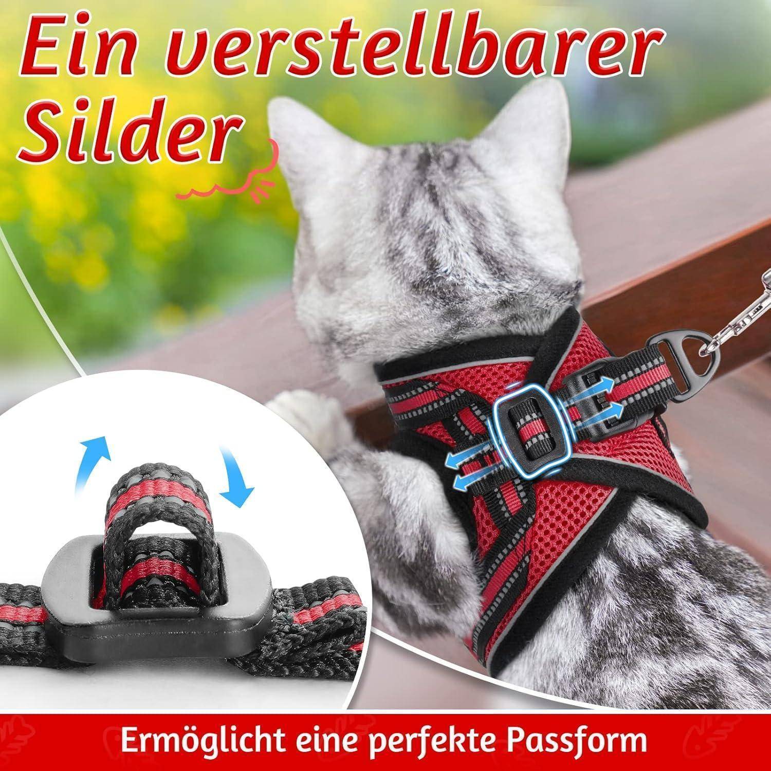 Katzengeschirr Katzenleine Set Kitten Welpen M (1er Pack) Rot