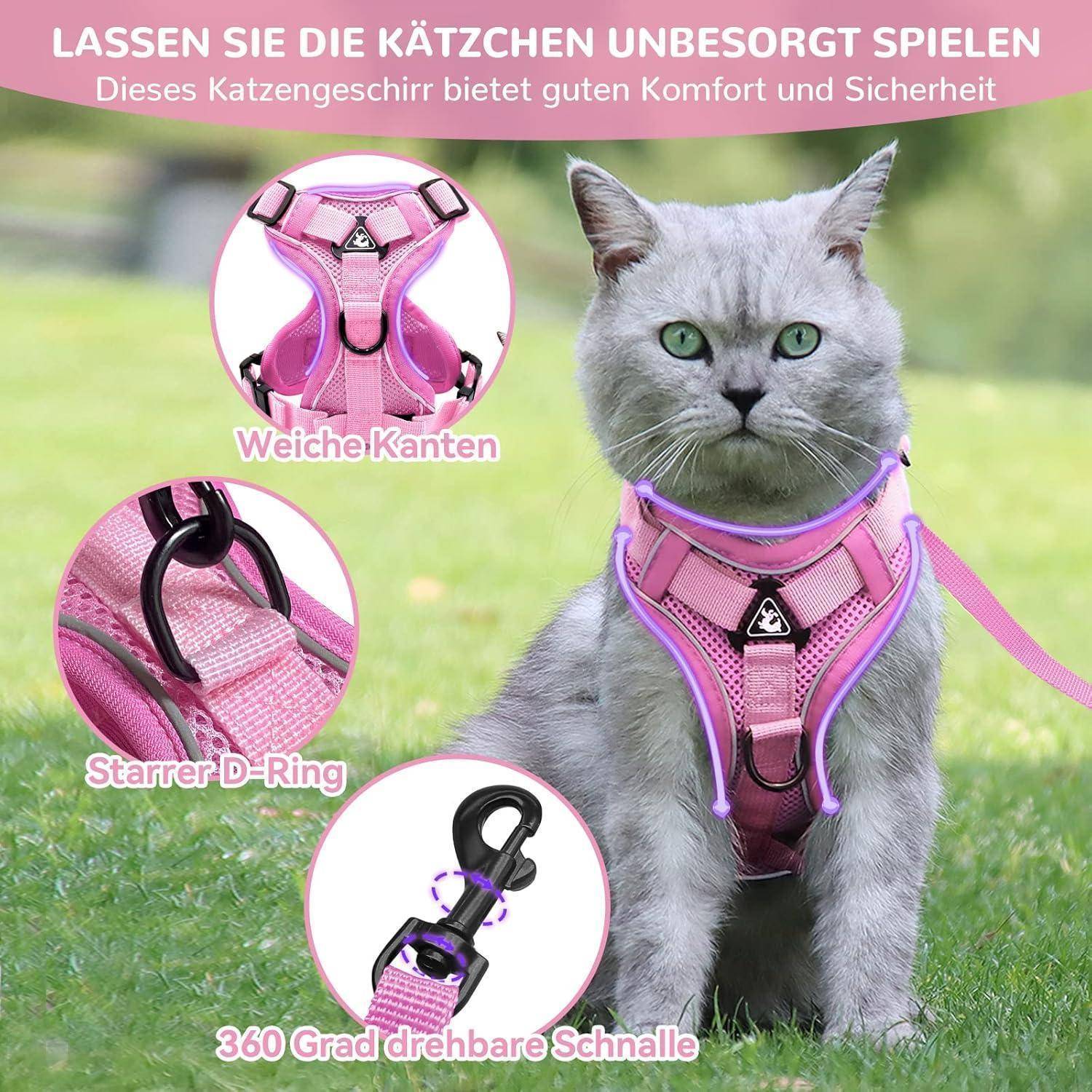Katzengeschirr Ausbruchsicher Softgeschirr Leine S Hell Rosa