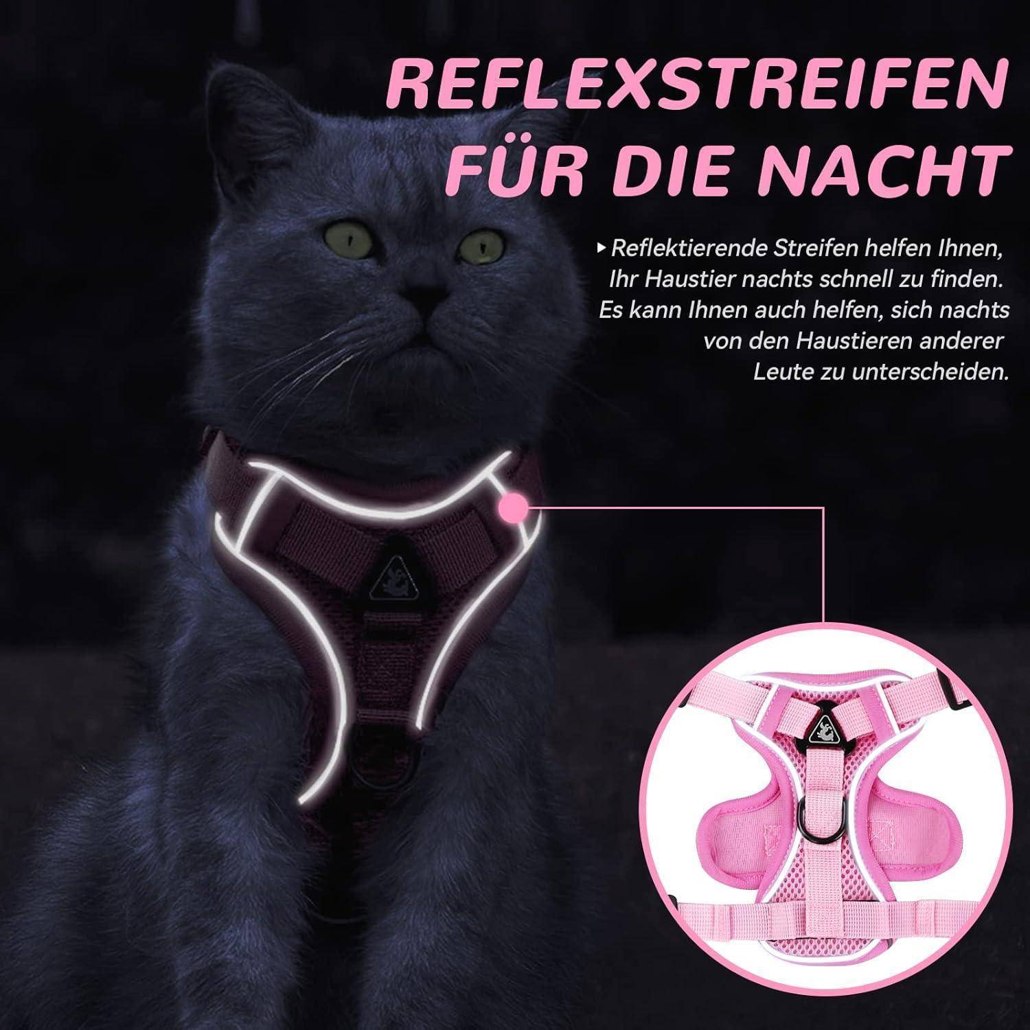 Katzengeschirr Ausbruchsicher Softgeschirr Leine S Hell Rosa