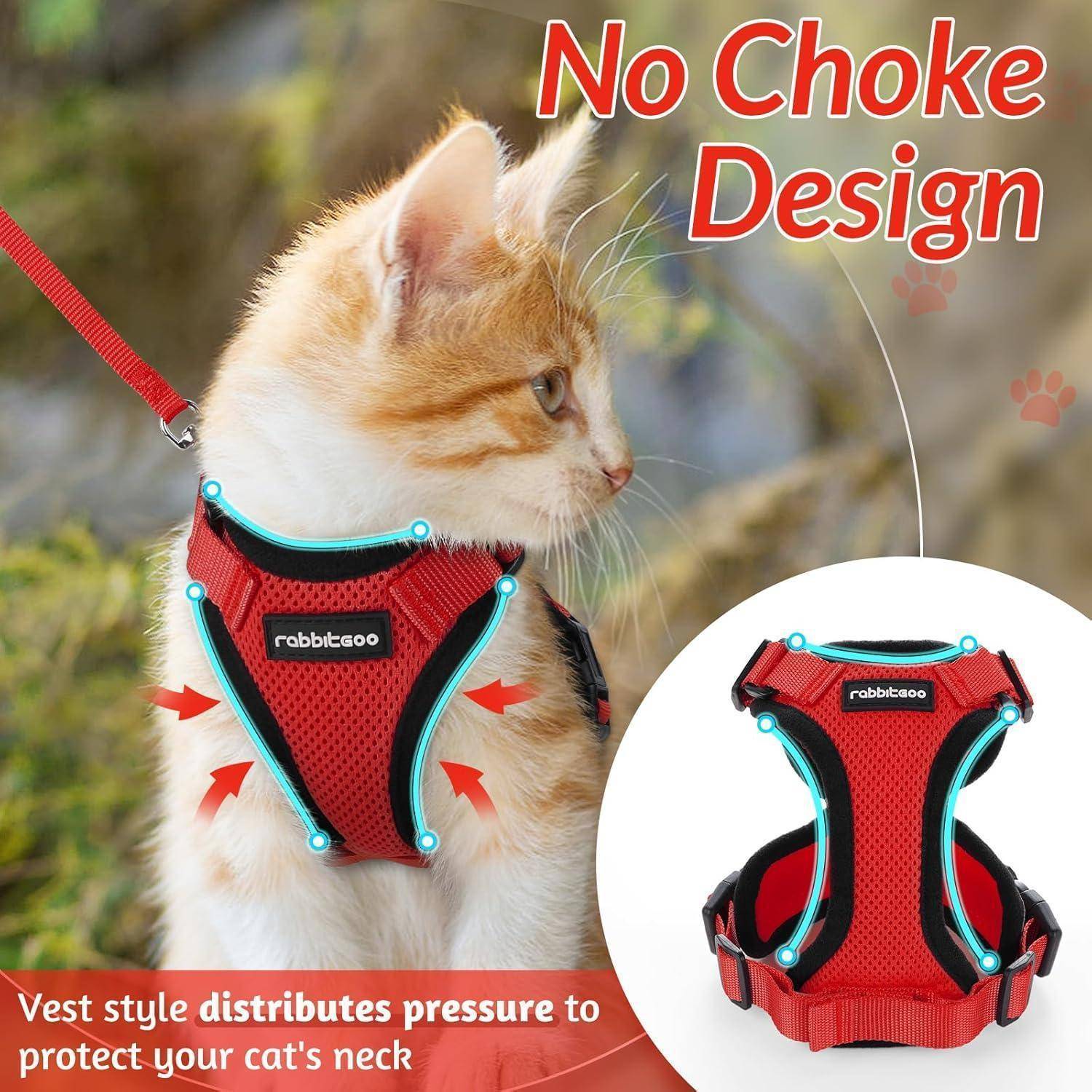 Katzengeschirr Softgeschirr Brustgeschirr Leine XXS (1er Pack) Rot