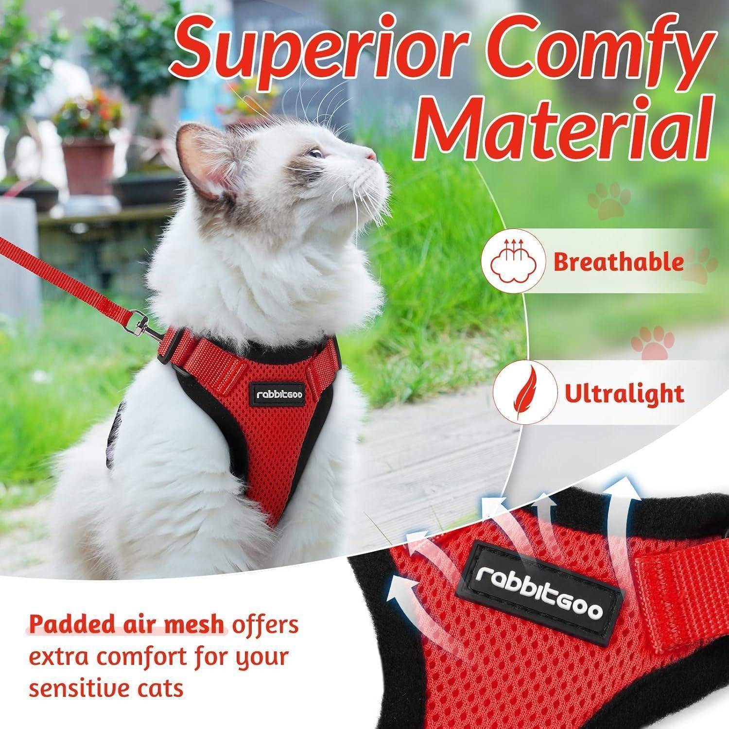 Katzengeschirr Softgeschirr Brustgeschirr Leine XXS (1er Pack) Rot